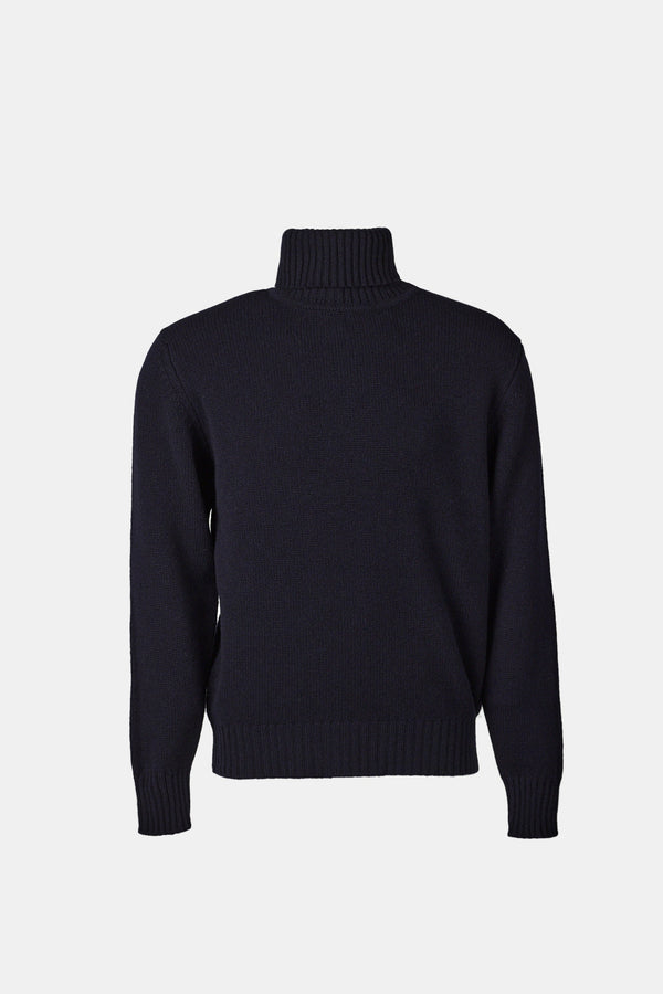 Men s Lambswool Roll Neck Navy Community Clothing