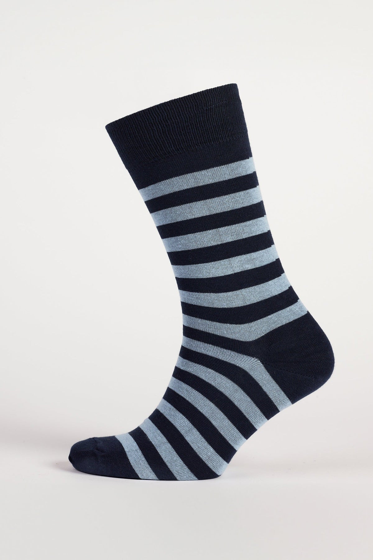 
            Everyday Cotton Sock Stripe 3 Pack - Navy/Sky Blue