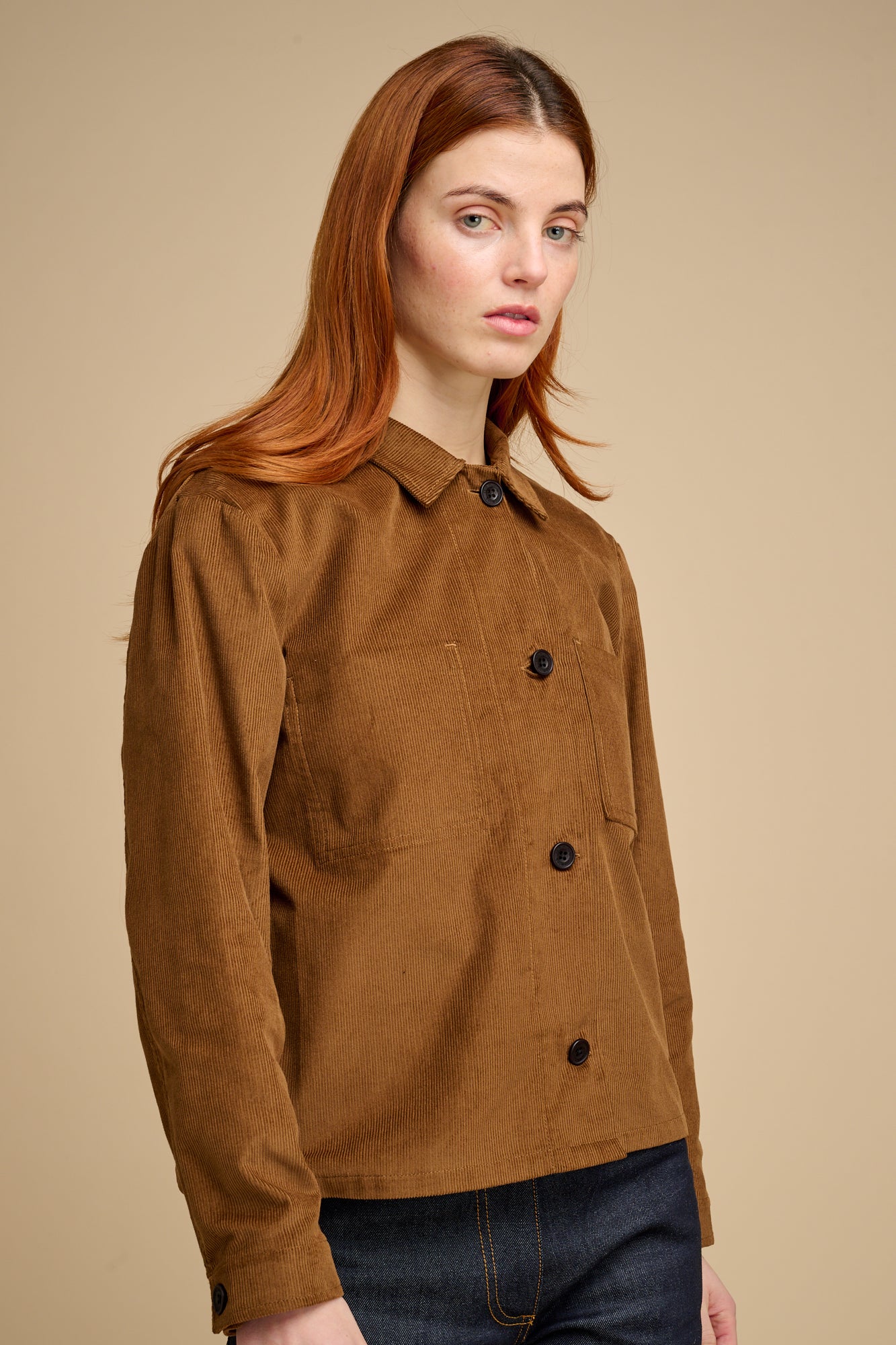 Womens Elena Corduroy Overshirt - Tan