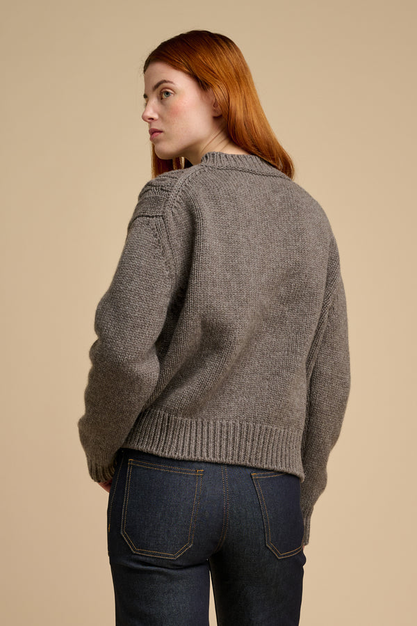 Women's Heavy Cable Cardigan Truffle - Community Clothing