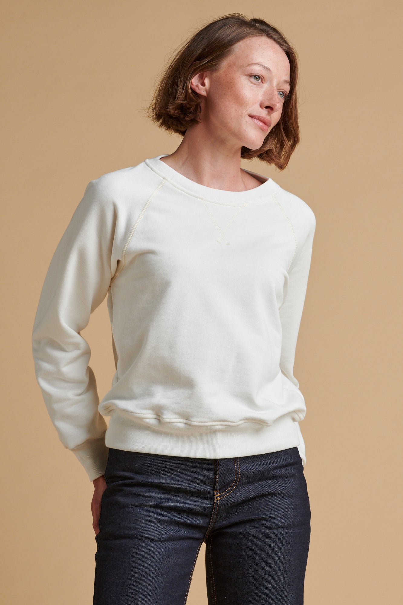 Women's Raglan Sweatshirt Plastic Free - Bone