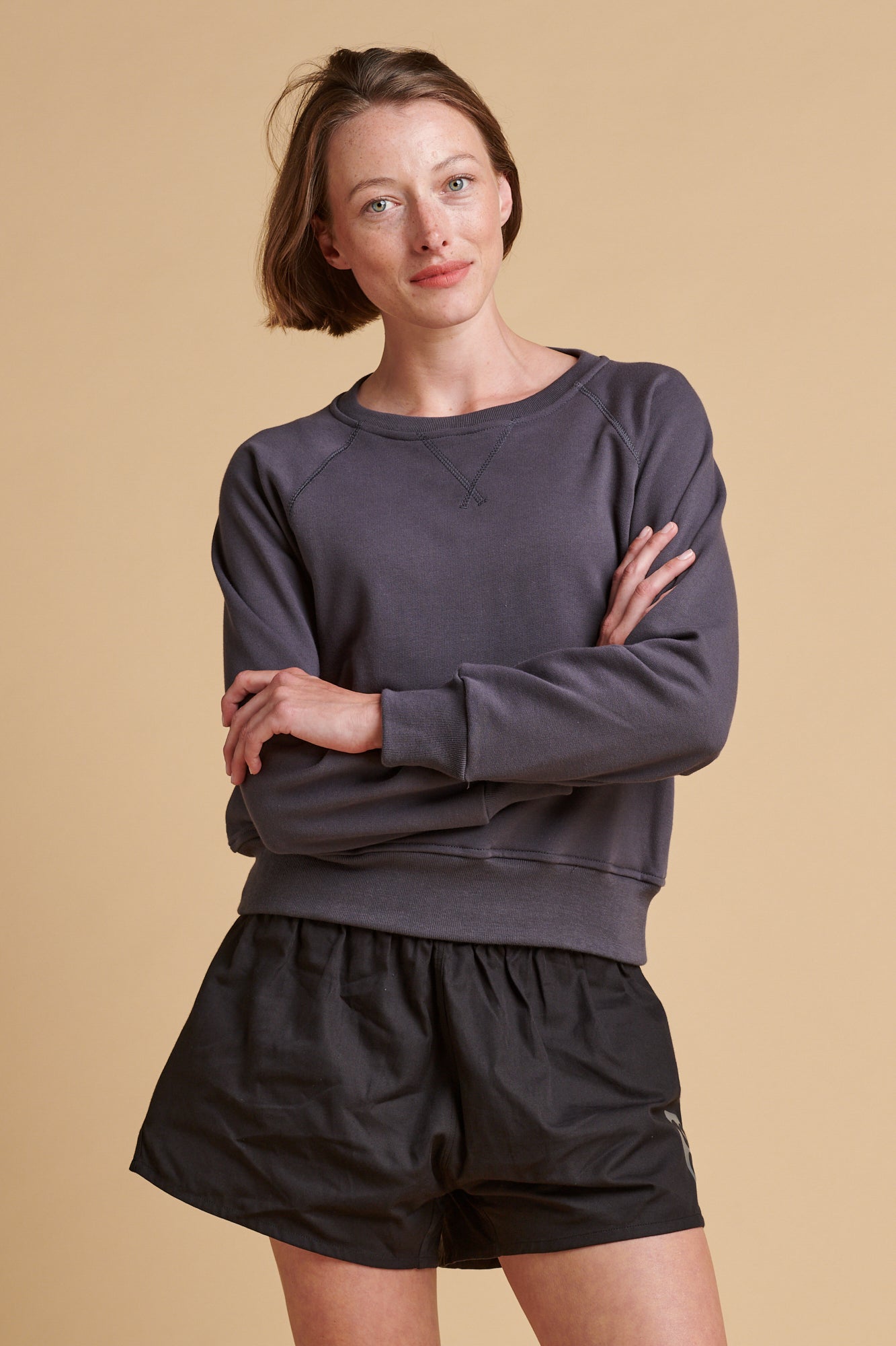 Women's Raglan Sweatshirt Plastic Free- Slate