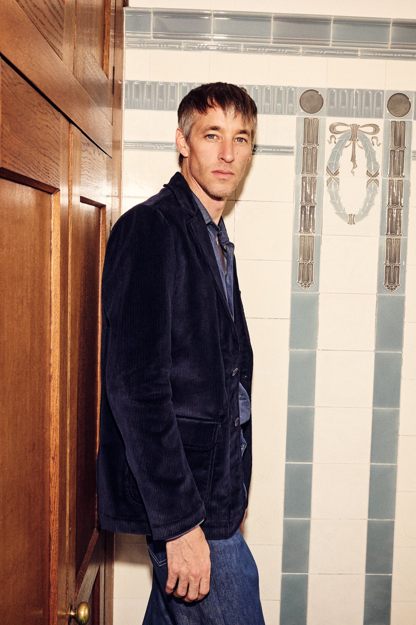Single Breasted Corduroy James Blazer Navy