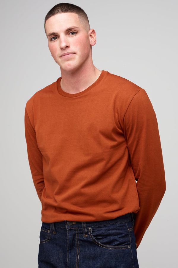 Men's Long Sleeve T Shirt - Cinnamon - Community Clothing