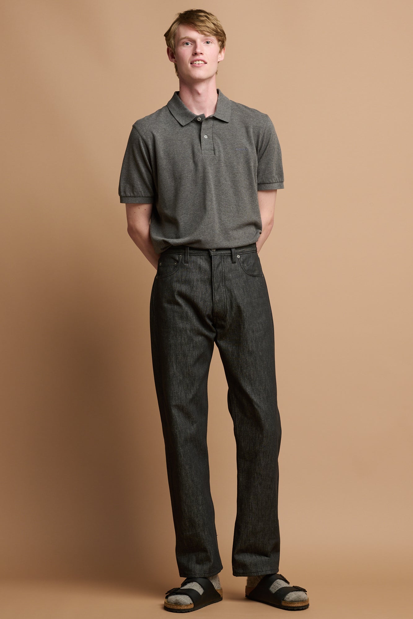 Men's Arran Loose Fit Button Fly Denim Jean - Black