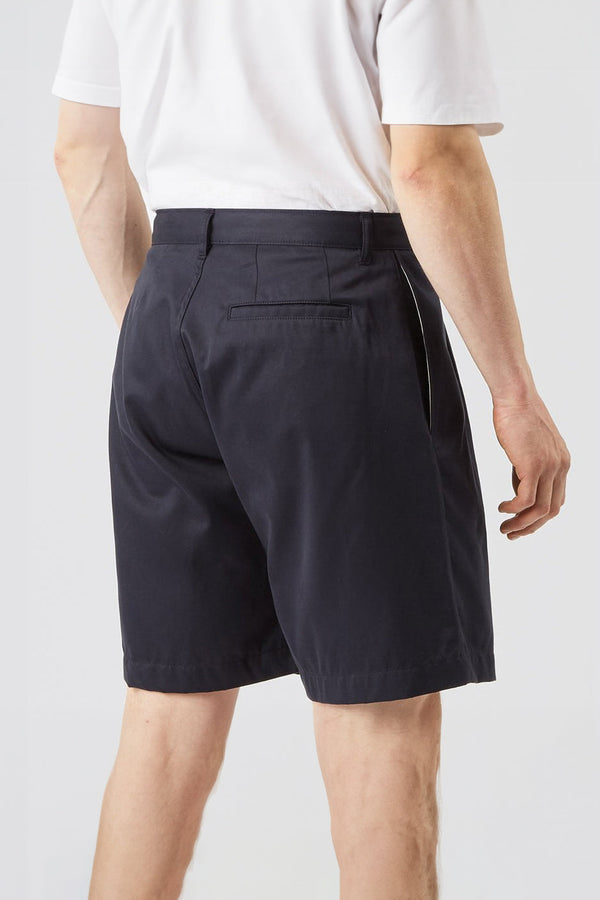 Men's Pleated Cotton Shorts Navy Community Clothing