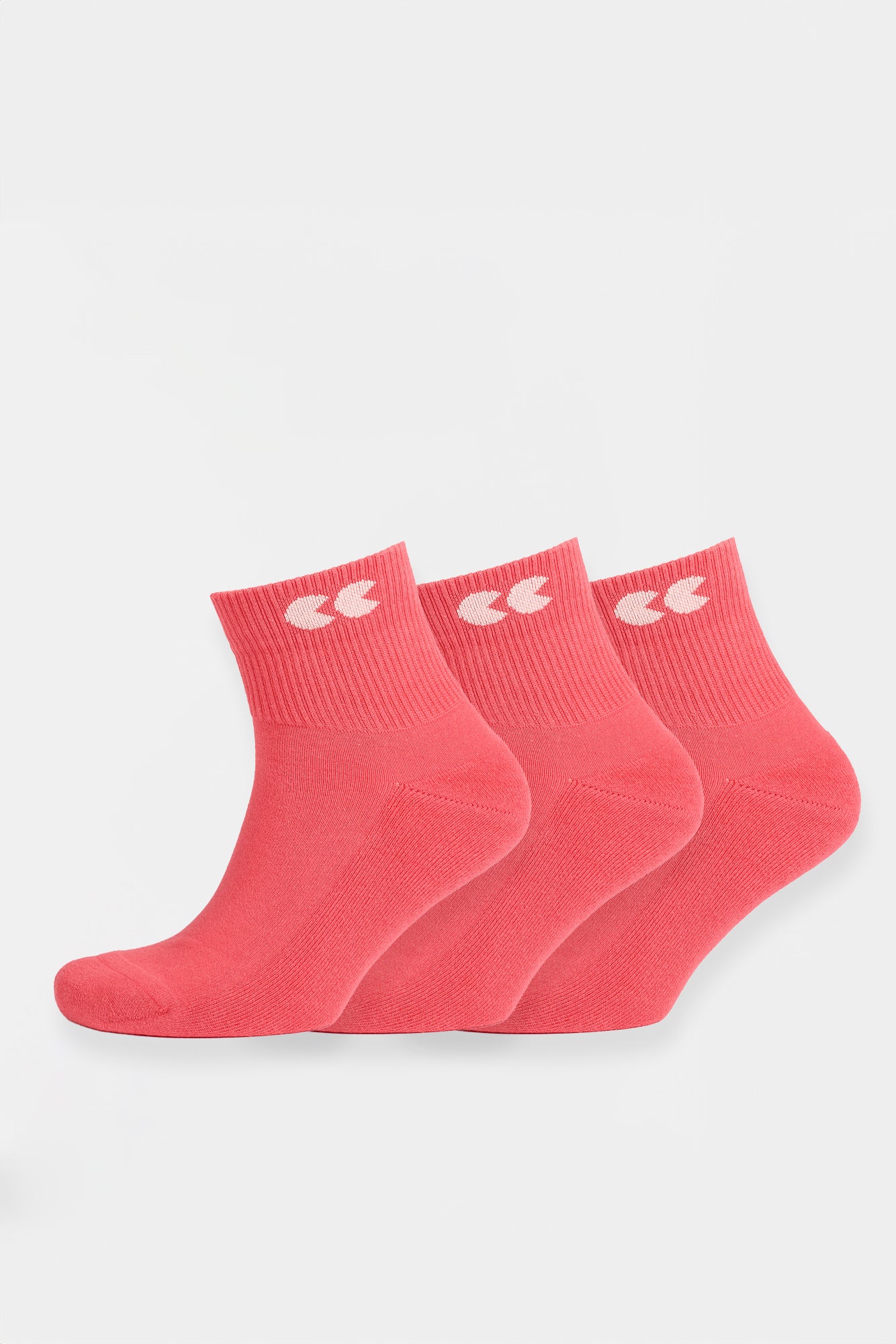 3 pack of sports ankle sock in pink with CC logo on ankle