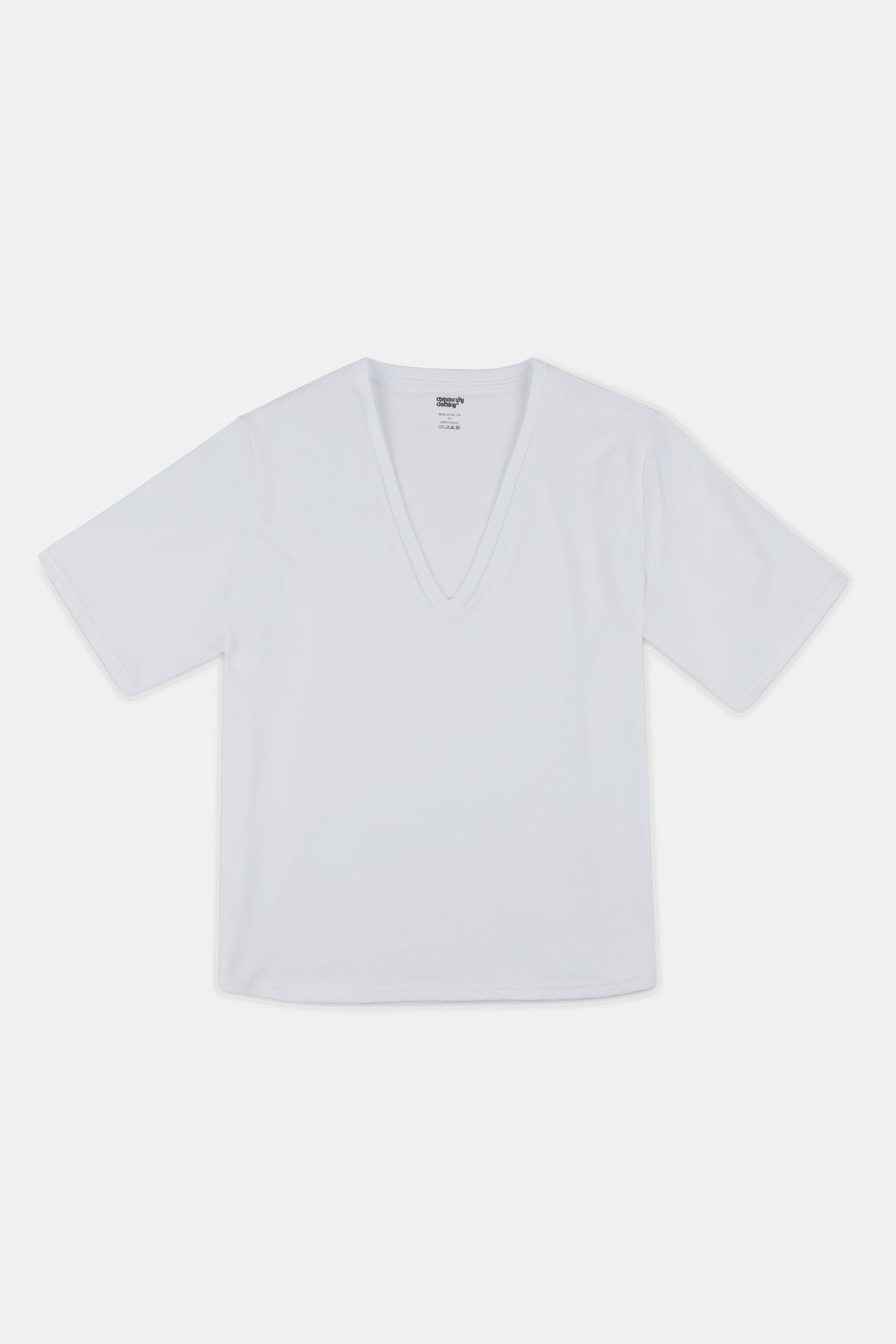 Women's Short Sleeve V-neck T Shirt - White