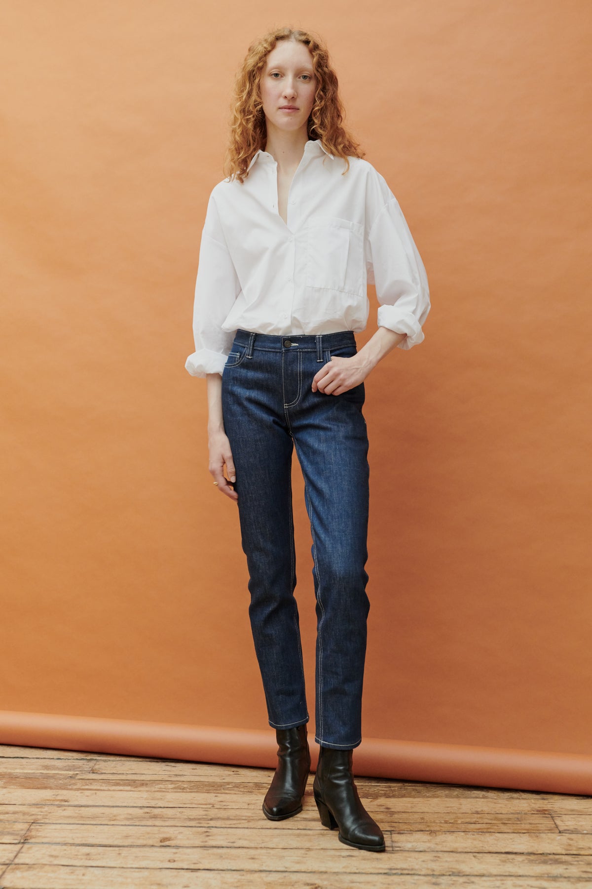 Women's Straight Leg Mid Rise Denim Jeans - Blue