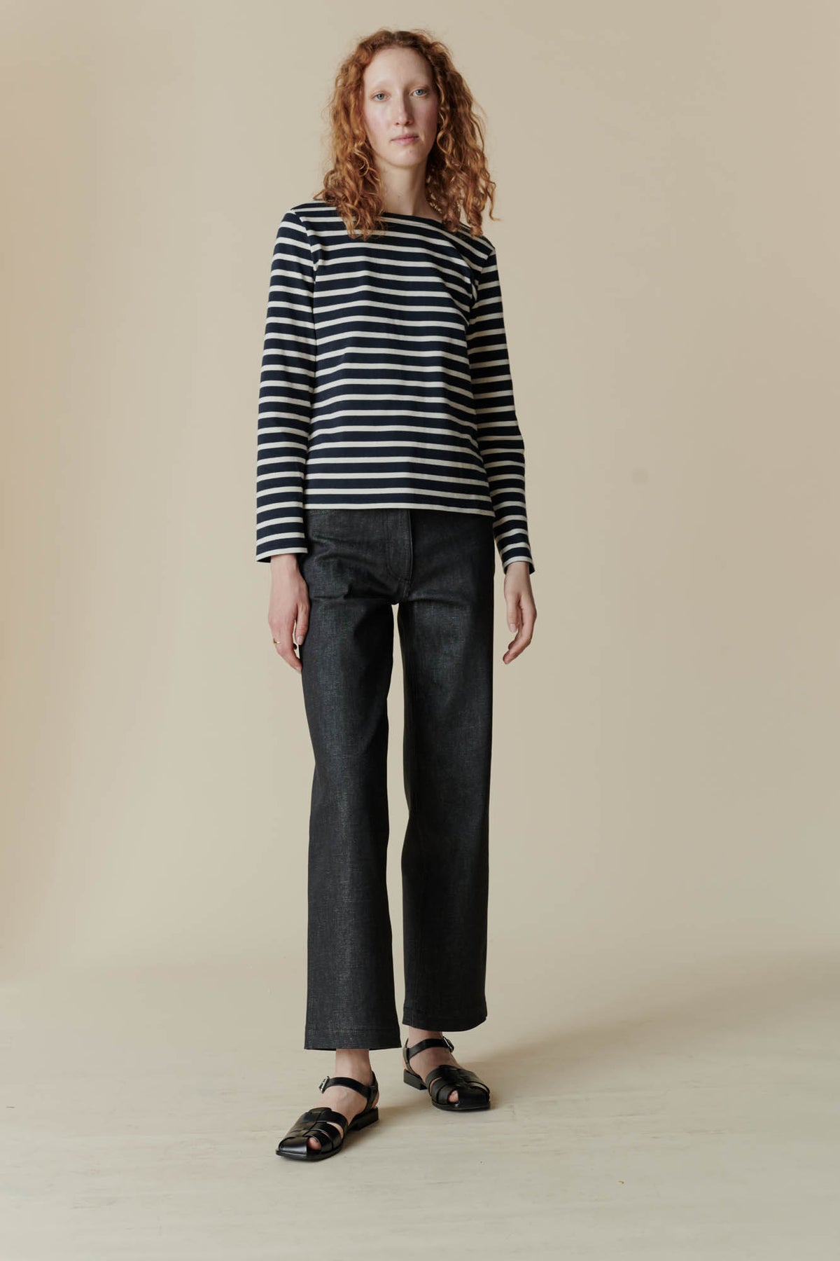 Female wearing work jean in black