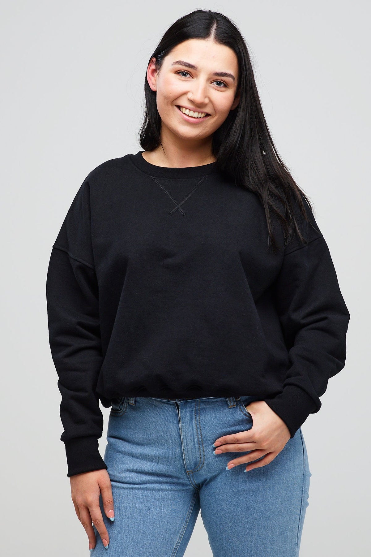 
            Women&#39;s Drop Shoulder Sweatshirt Black - Community Clothing
