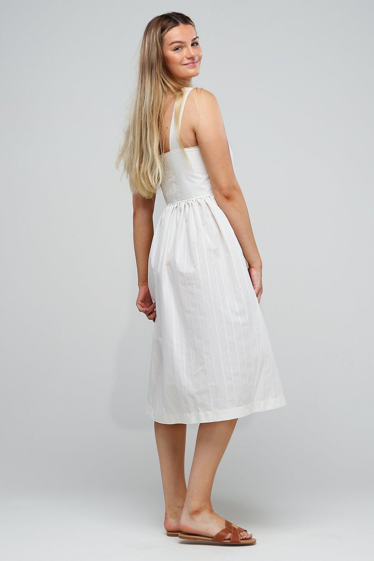 
            Summer Strap Dress - White Stripe - Community Clothing
