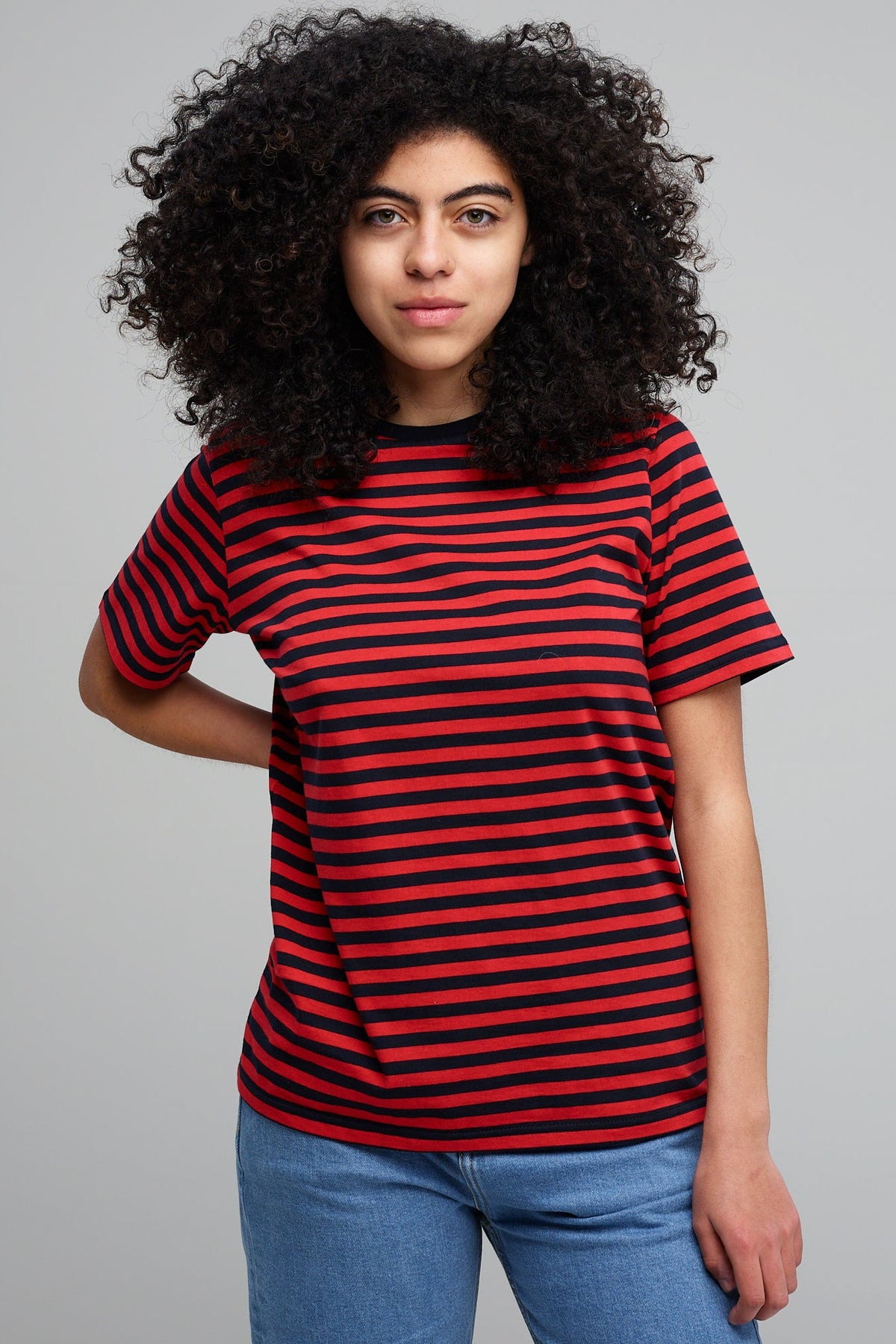 
            Women&#39;s Navy/Red Striped T-Shirt - Community Clothing