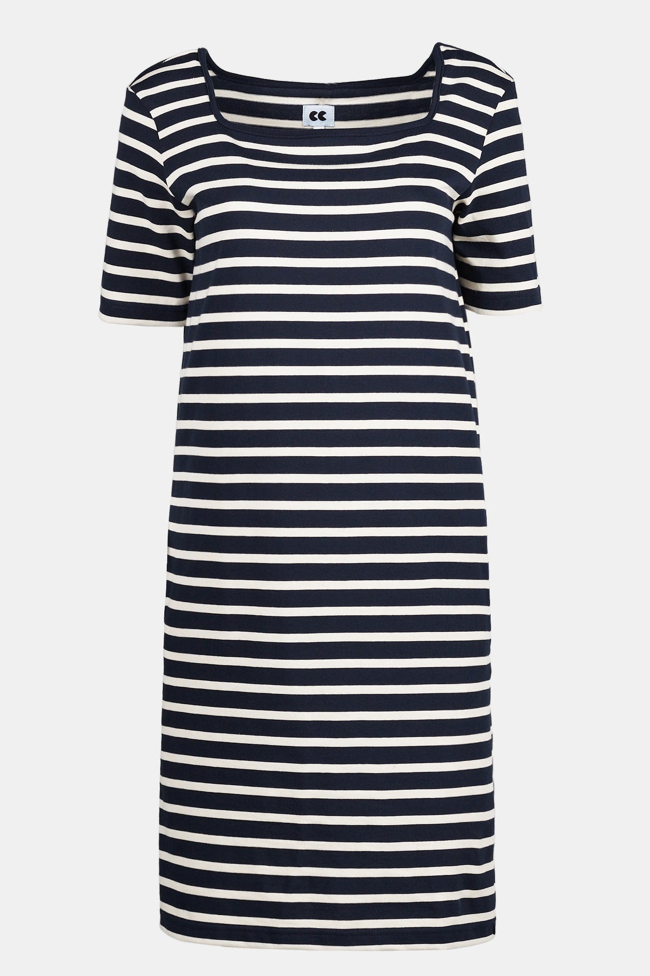Women's Breton Square Neck Dress - Navy/Ecru