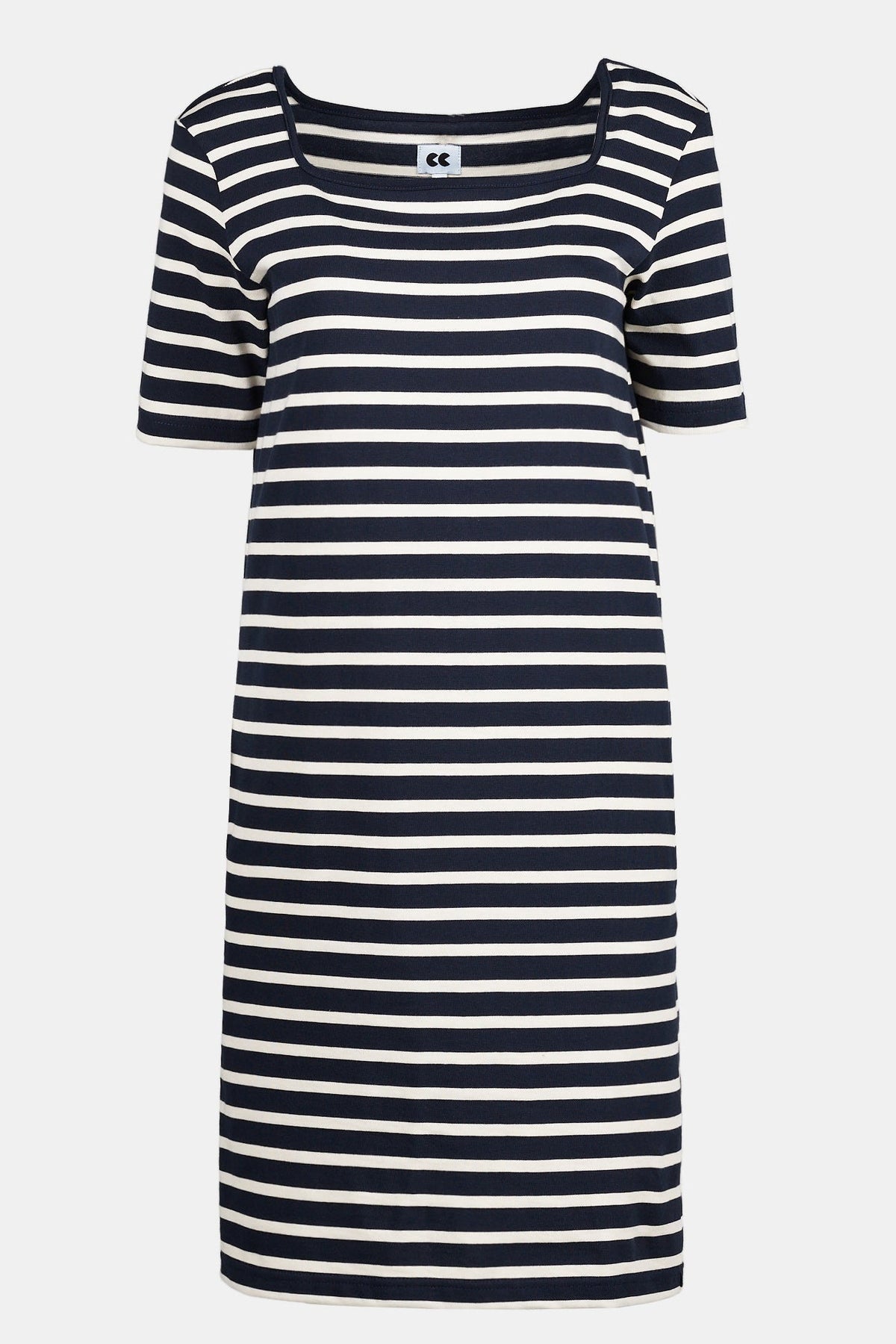Women's Breton Square Neck Dress - Navy/Ecru