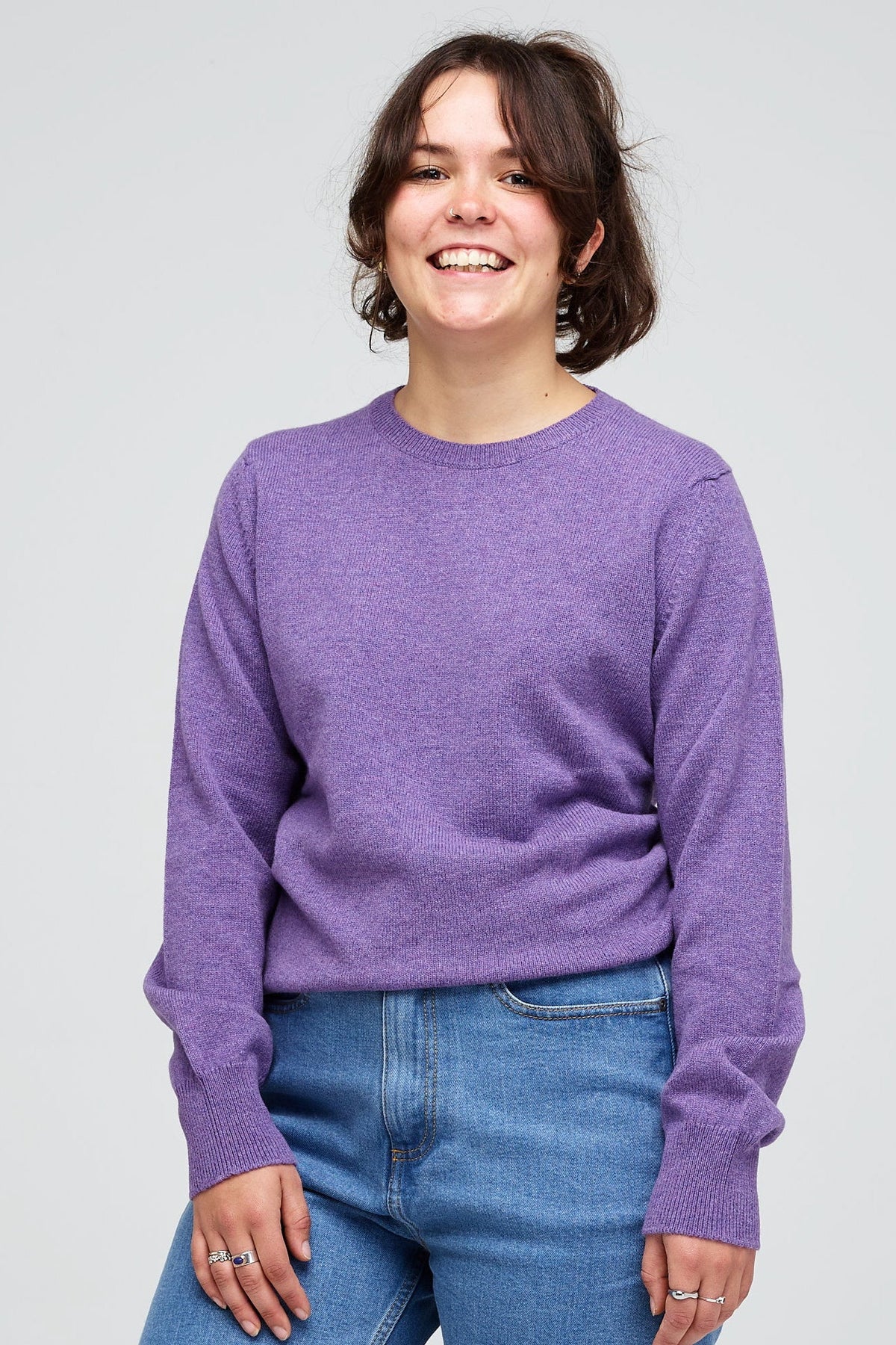 
            Women&#39;s Knitted Lambswool Crew Neck - Purple