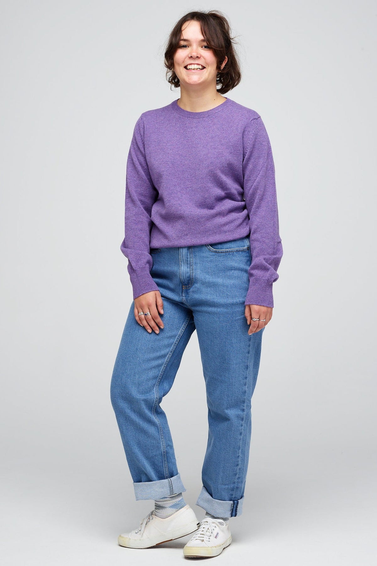 
            Women&#39;s Knitted Lambswool Crew Neck - Purple