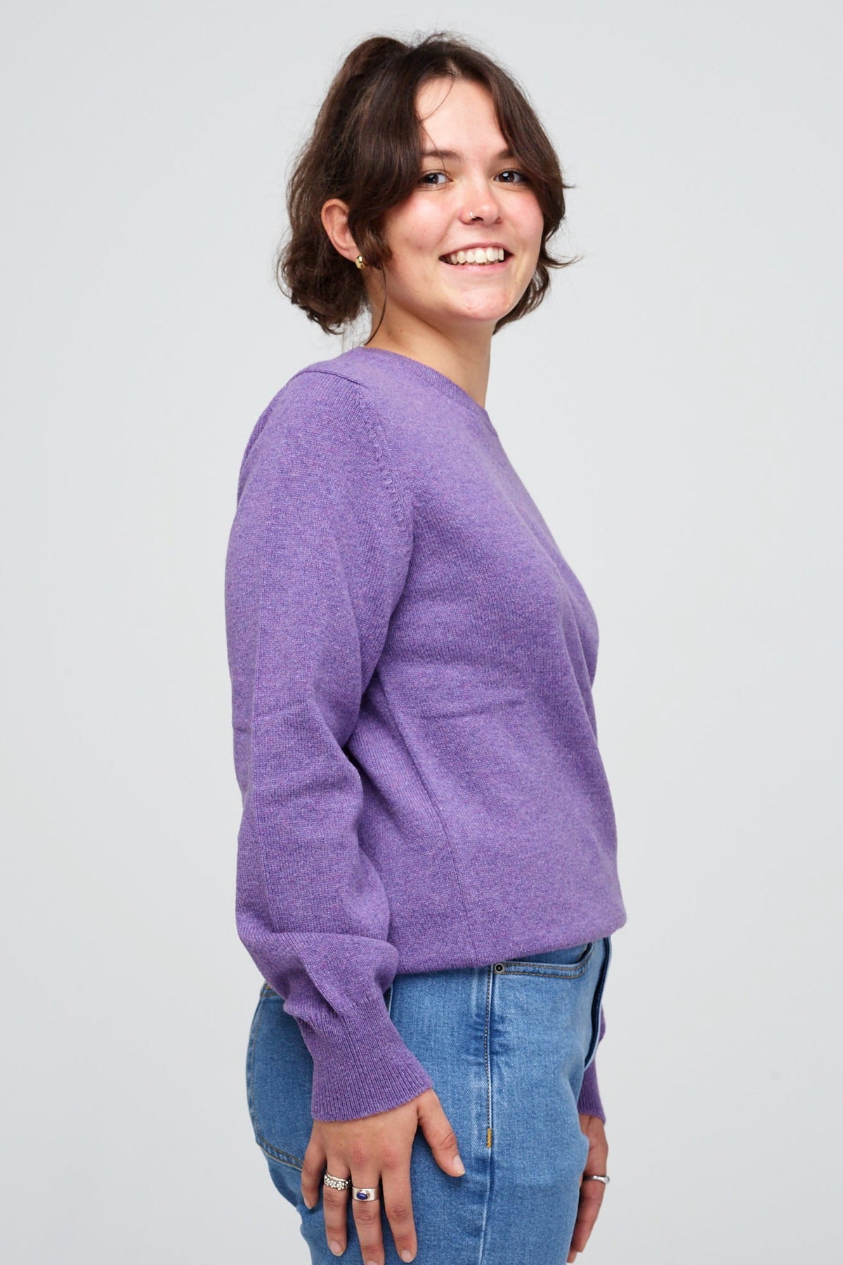 
            Women&#39;s Knitted Lambswool Crew Neck - Purple