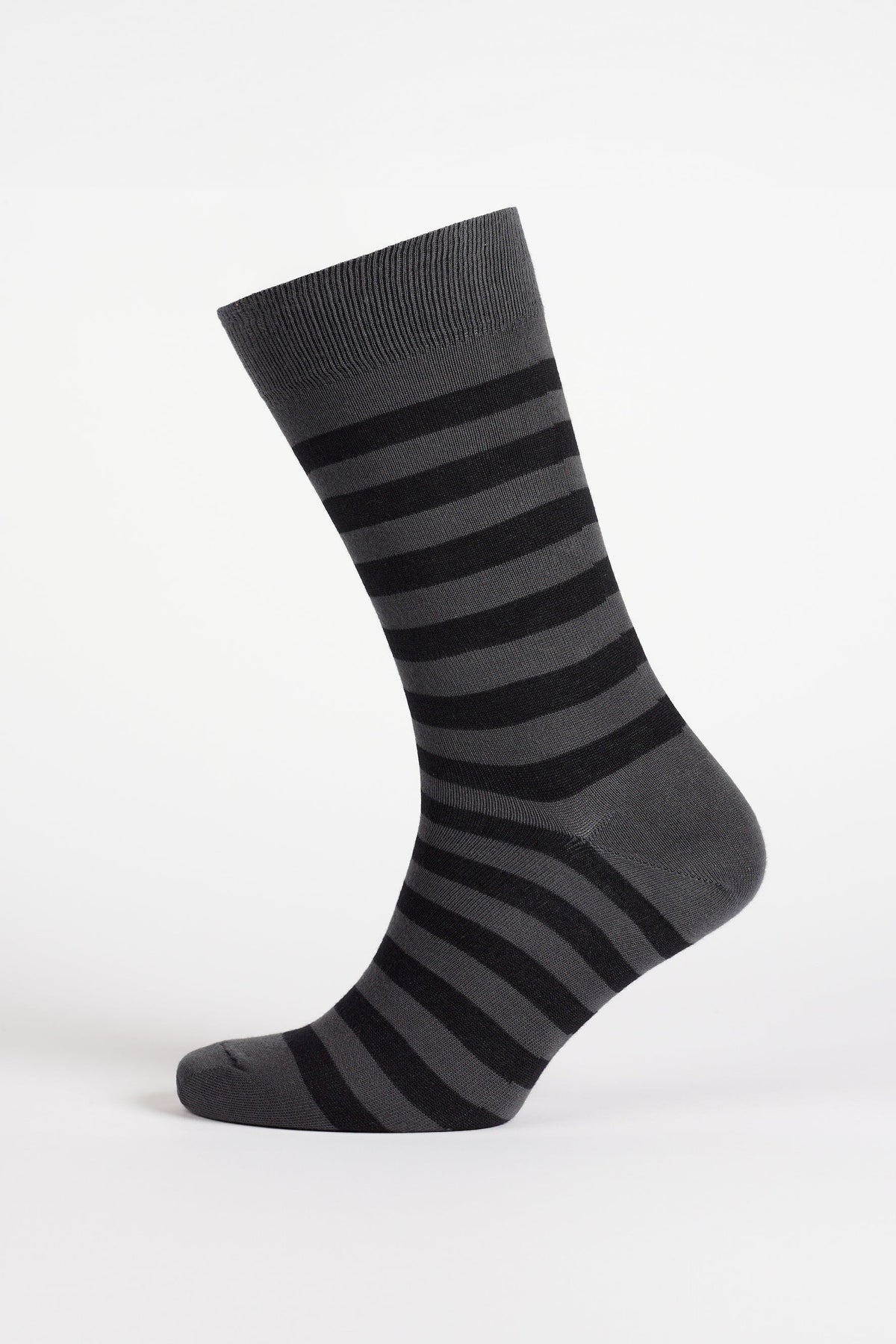 
            Everyday Cotton Sock Stripe 3 Pack - Black/Grey