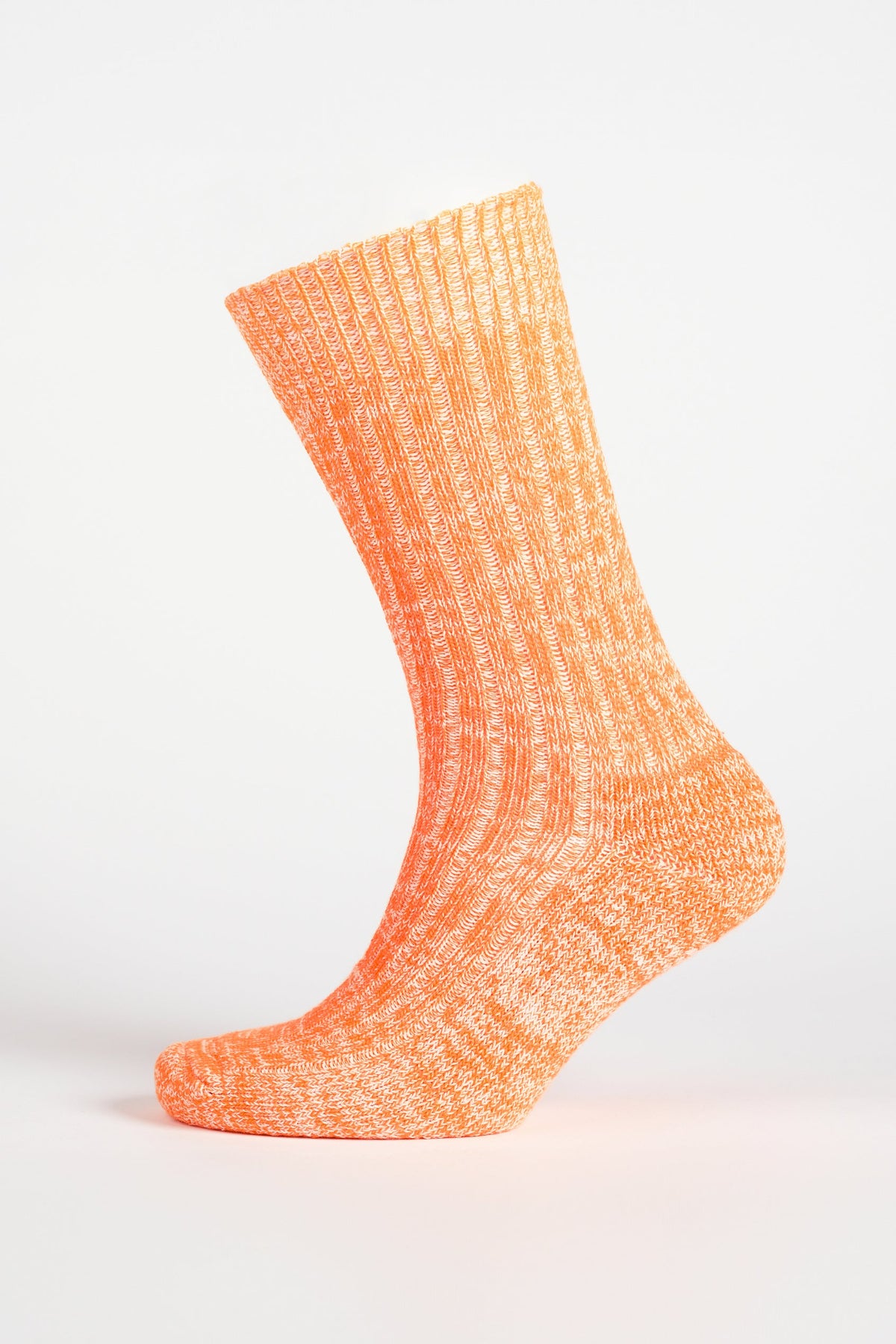 
            Cushioned Cotton Walking Sock - Orange/White