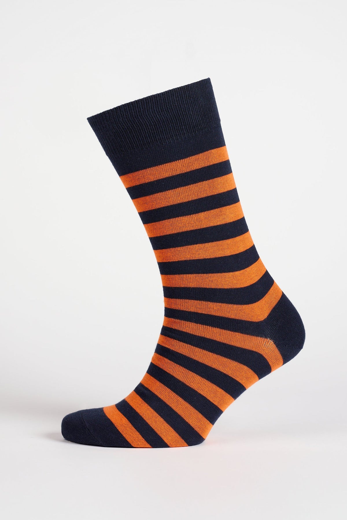
            Everyday Cotton Sock Stripe 3 Pack - Navy/Orange