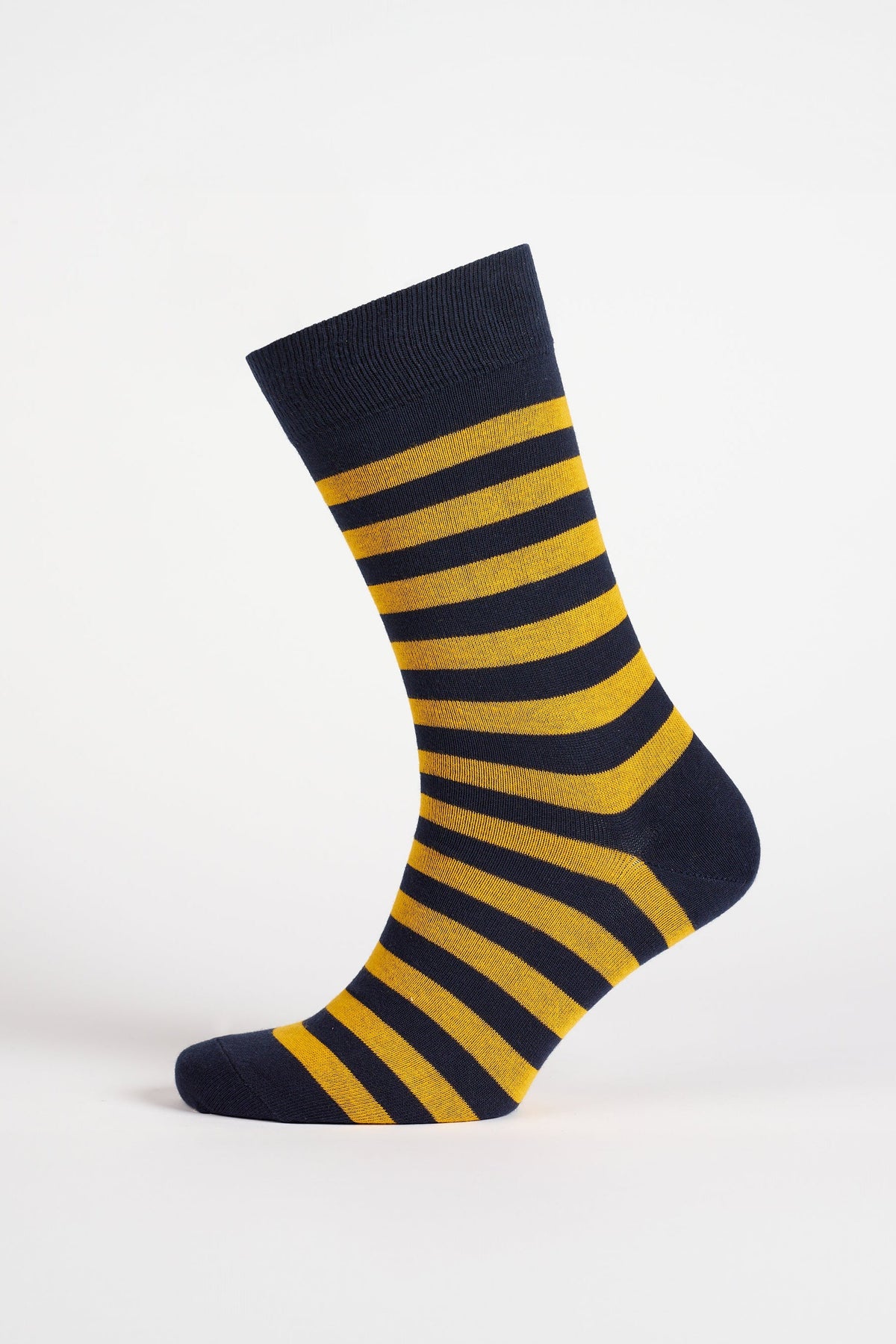 
            Everyday Cotton Sock Stripe 3 Pack - Navy/Yellow