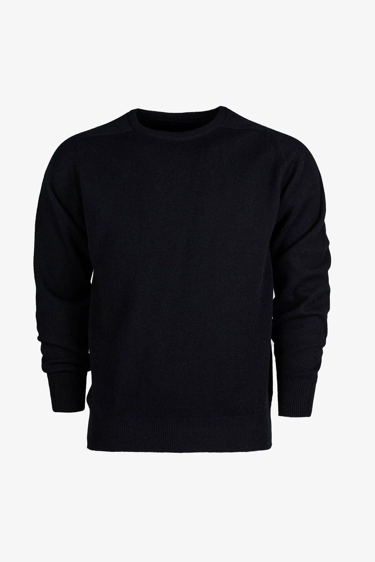 
            Men&#39;s Lambswool Saddle Shoulder Crew Neck - Black