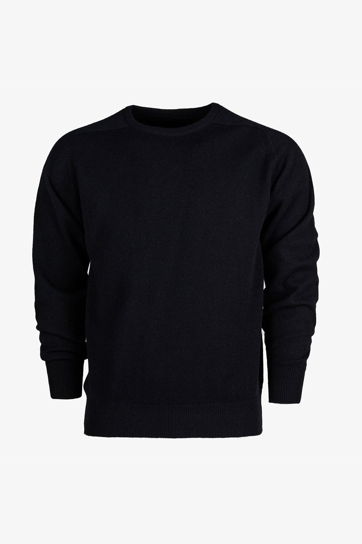Men's Lambswool Saddle Shoulder Crew Neck Black Community Clothing