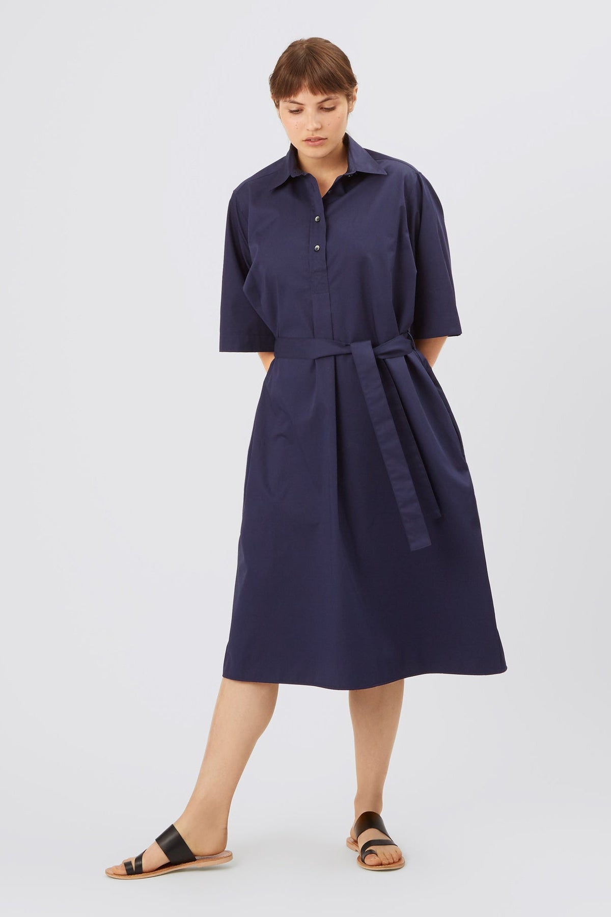 
            Cotton Dress - Straight - Navy - Community Clothing