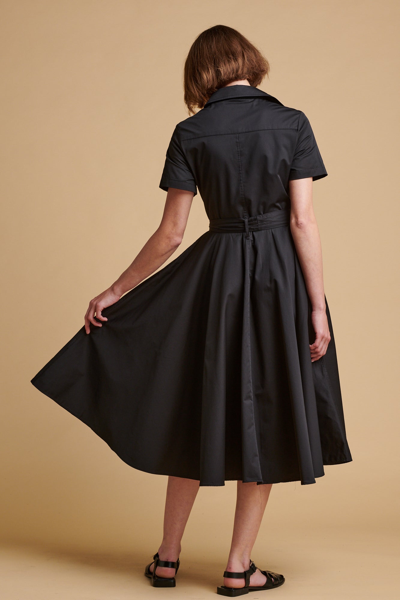 Women's Full Skirted Phoebe Trench Dress - Black