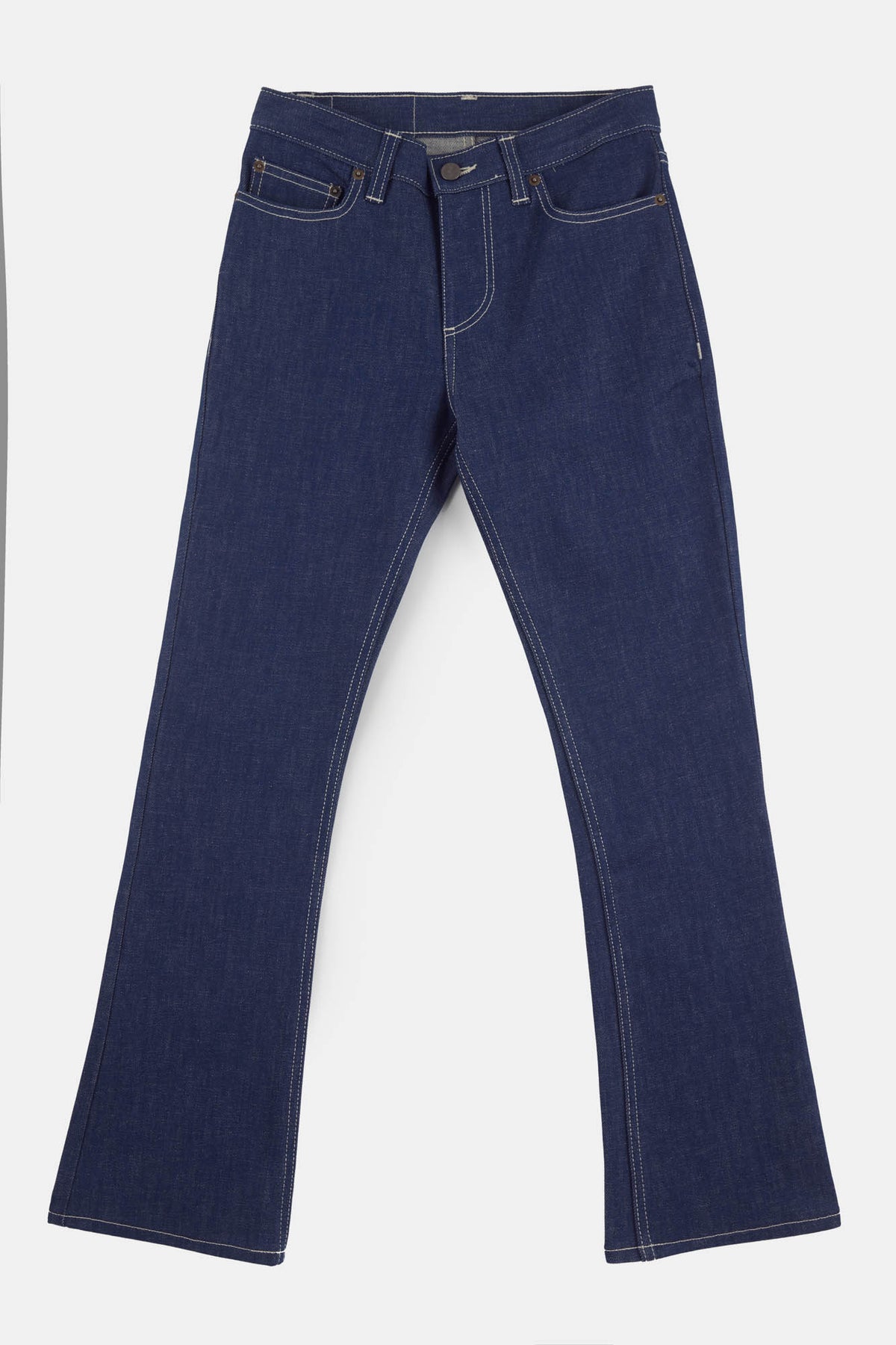 Women's bootcut mid waist in blue flatlay image