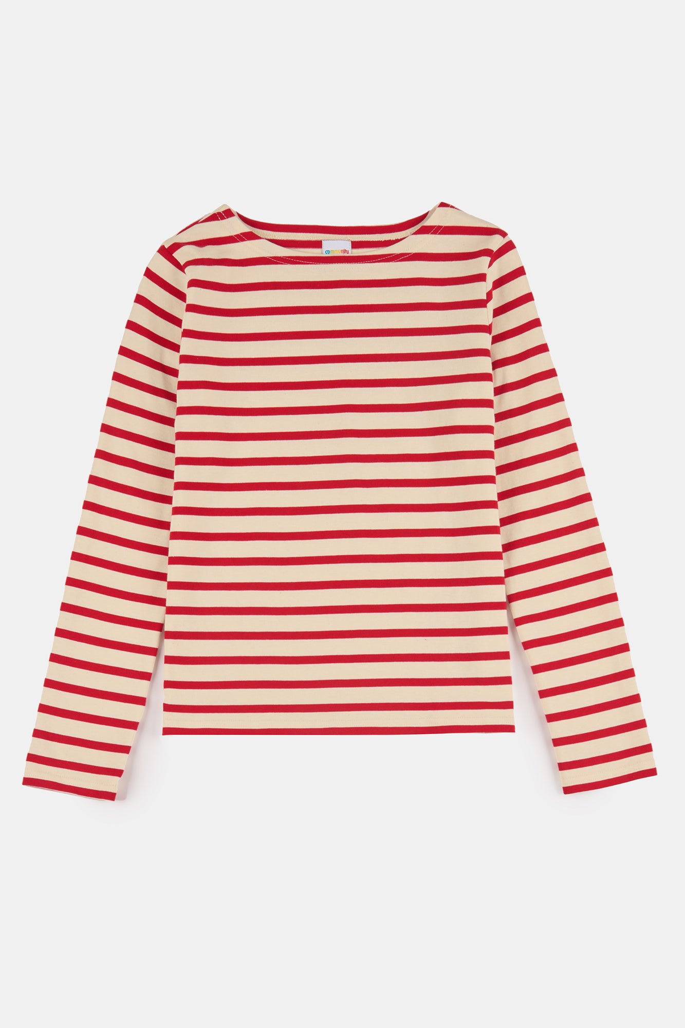 Flatlay product shot of Women's Breton in ecru and flame red 