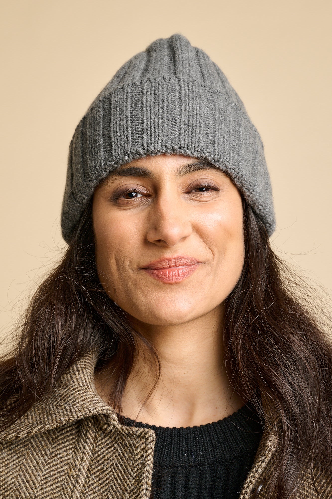 Cashmere Beanie Hat - Charcoal