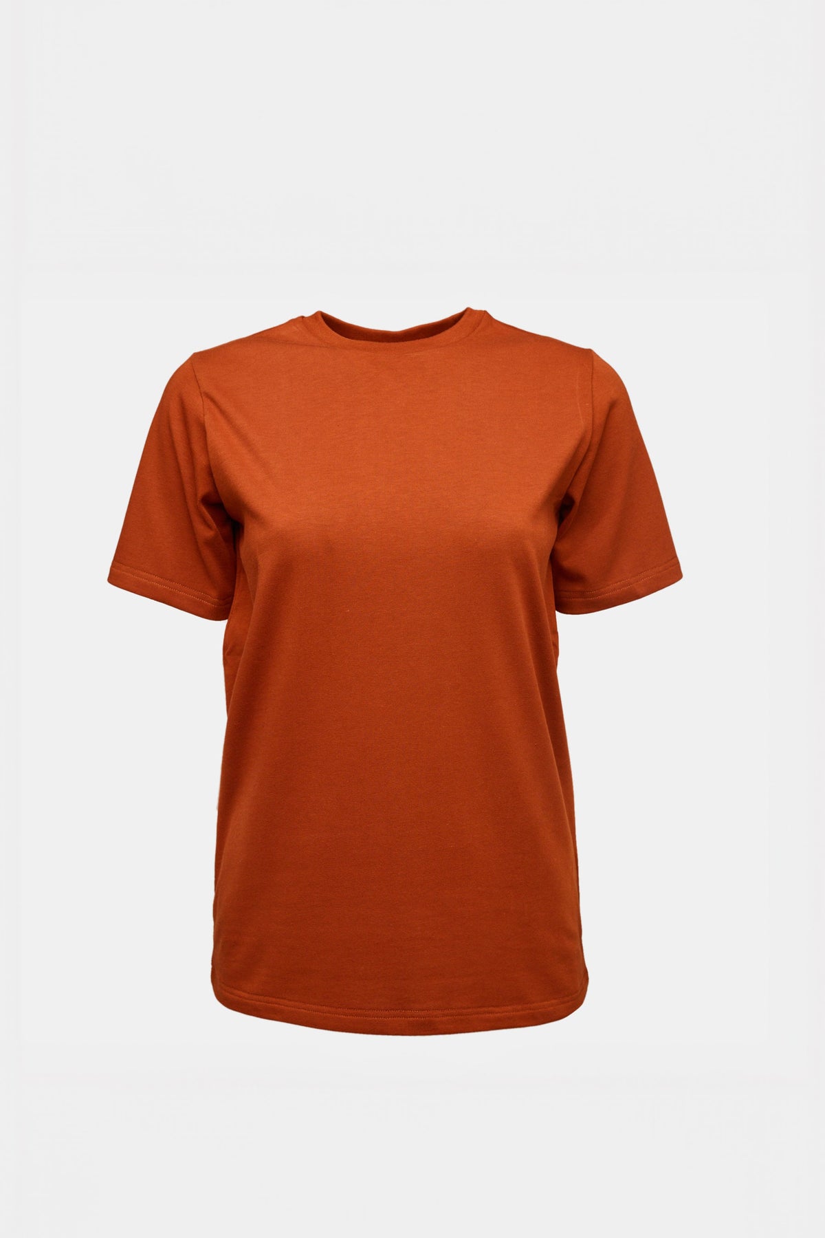 Short sleeve, crew neck t shirt in cinnamon.