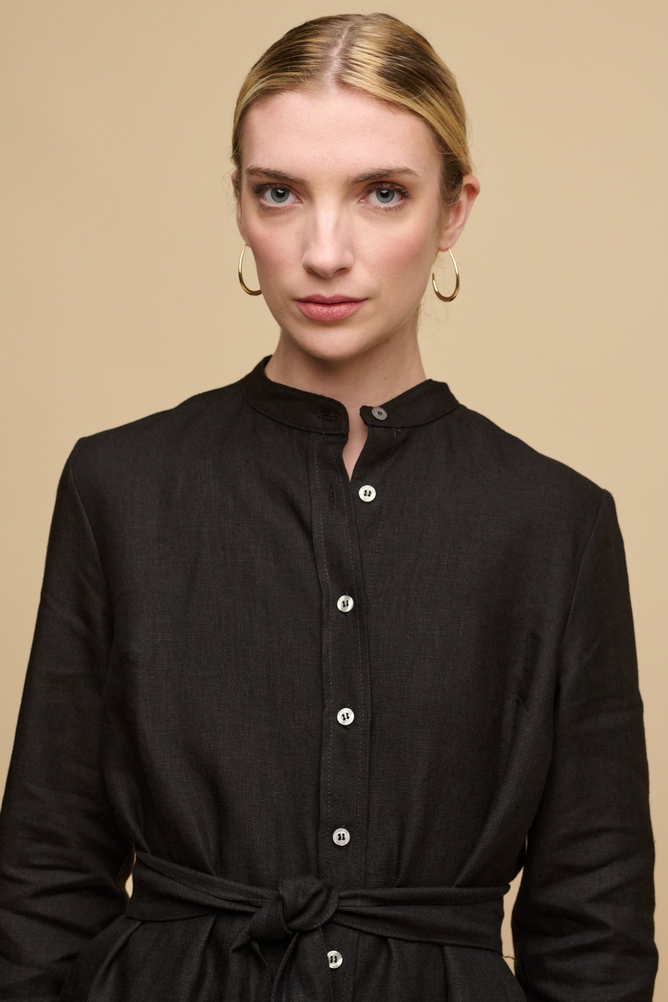 Black Dress Shirt No Collar Men's Black Long Sleeve Dress Shirt, Stain Repellent, Wrinkle Resistant Black Dress Shirt No Collar Men's Black Long Sleeve Dress Shirt, Stain Repellent, Wrinkle Resistant