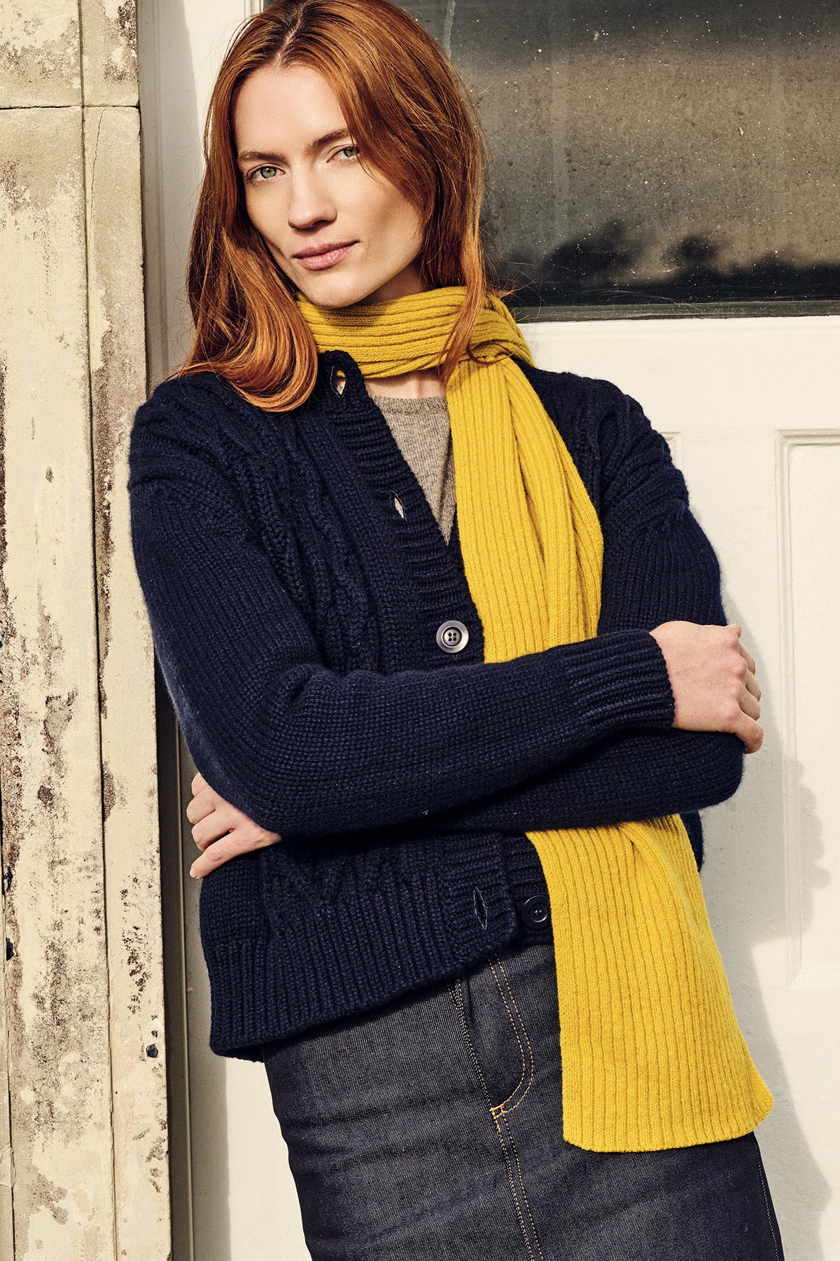 Women's Heavy Cable Cardigan Navy