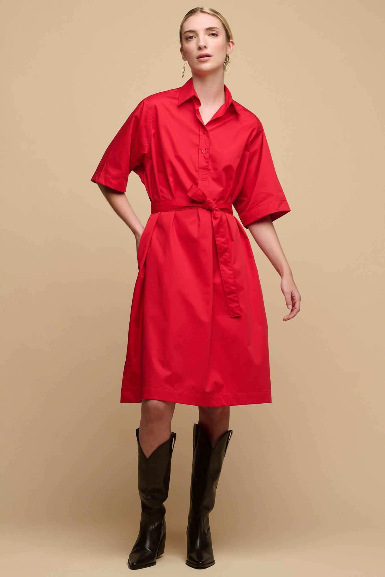 Women's Straight Cotton Dress - Red - Community Clothing Women's Straight Cotton Dress - Red - Community Clothing