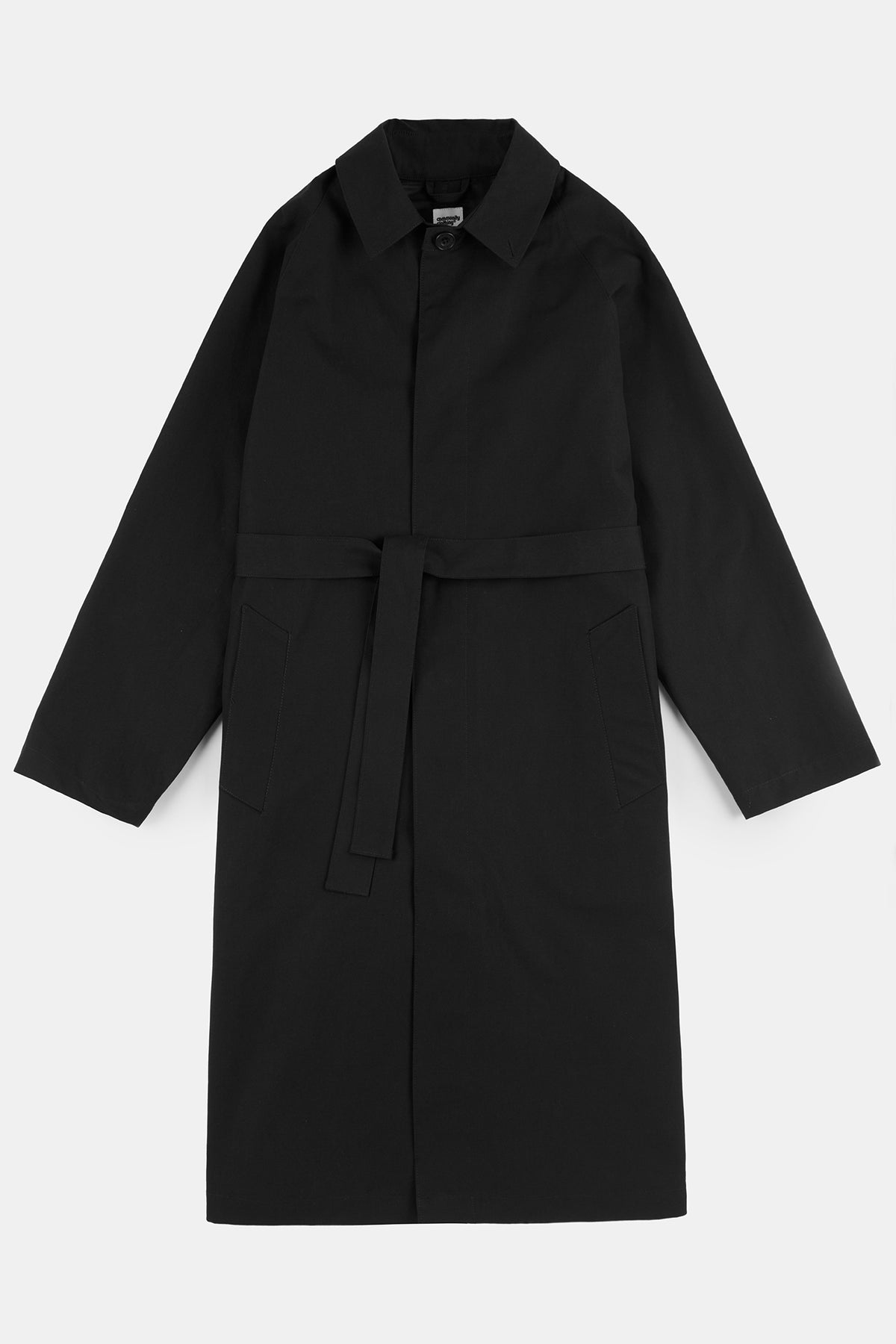 
            Flatlay product shot of women&#39;s Frances Belted Raglan Raincoat in black