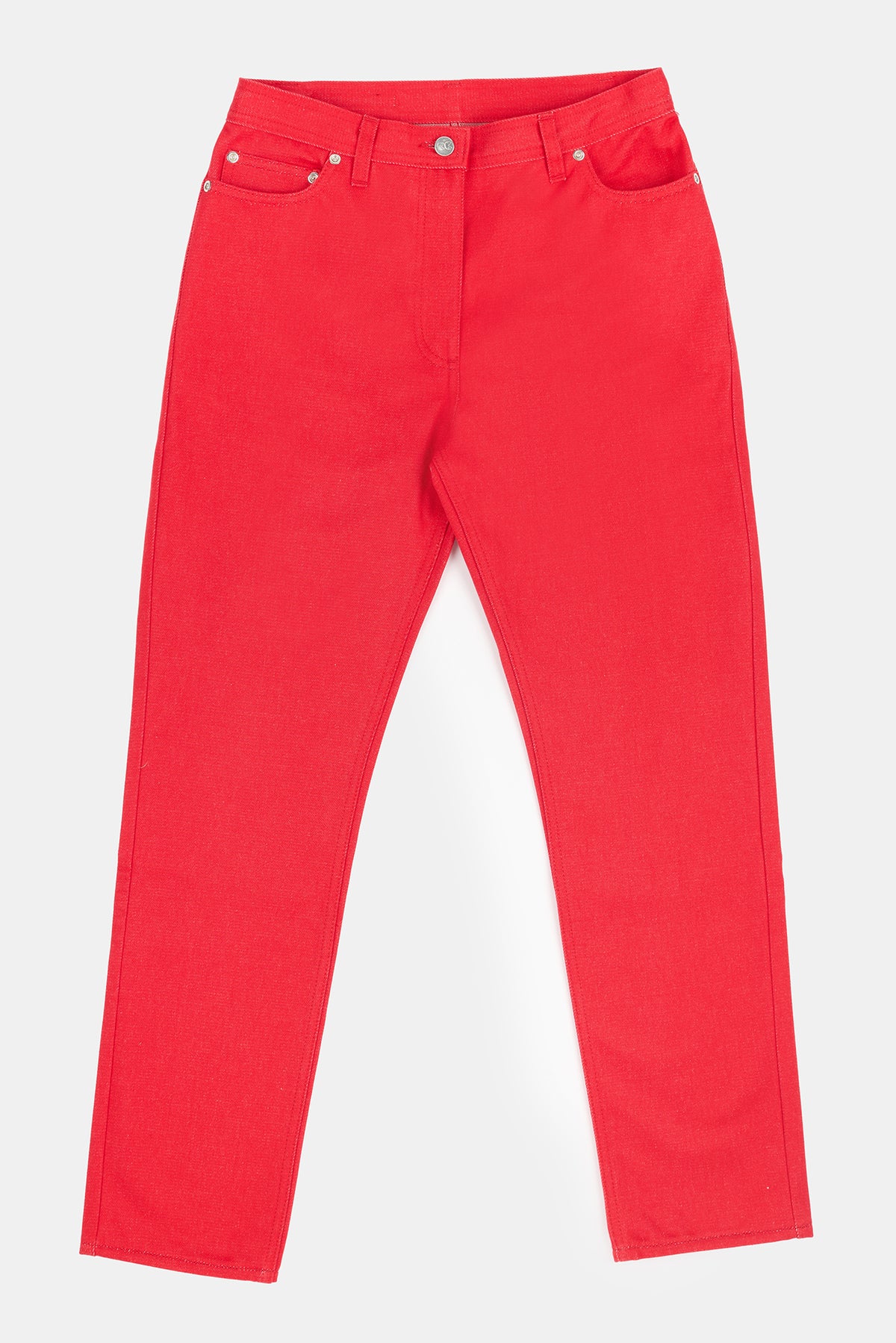 Flatlay product image of women's Gloria tapered jean in poppy red