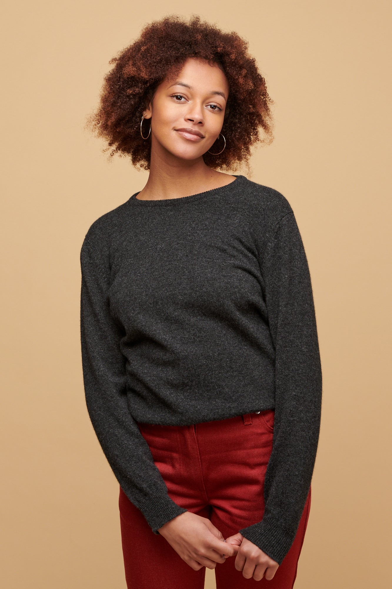 Women's Lambswool Crew Neck - Charcoal