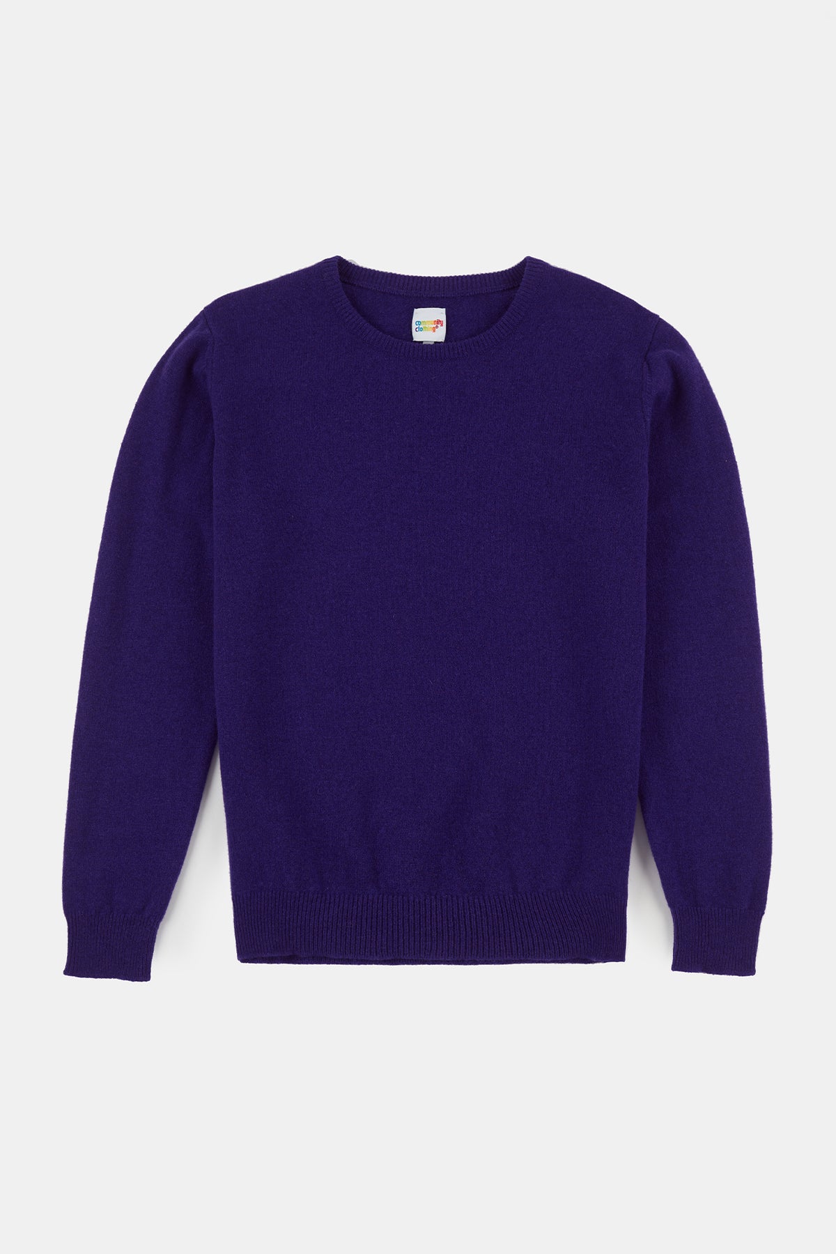 
            Dark purple lambswool crew neck in dark purple