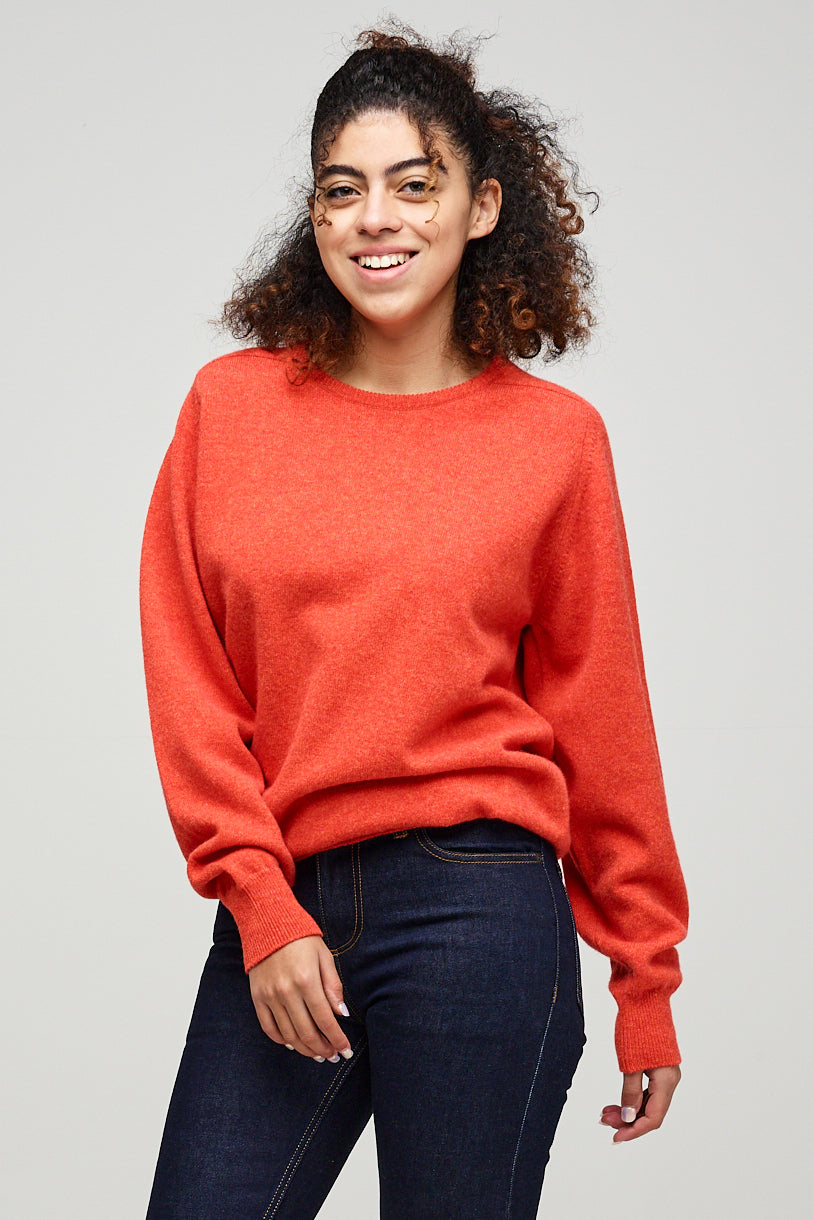 
            Women&#39;s Lambswool Oversized Crew Neck - Flame Red