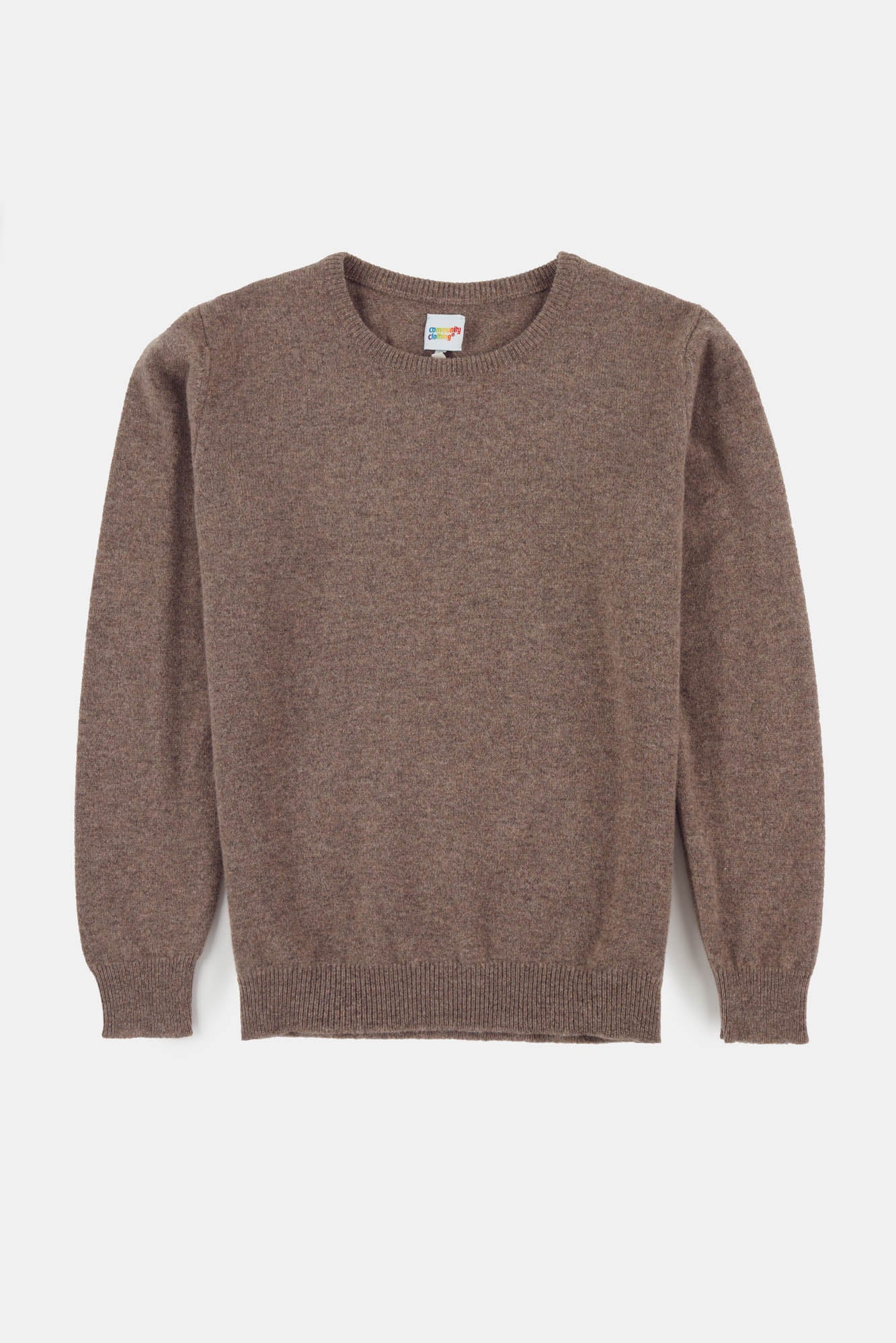 Women's lambswool crew neck in truffle flatlay