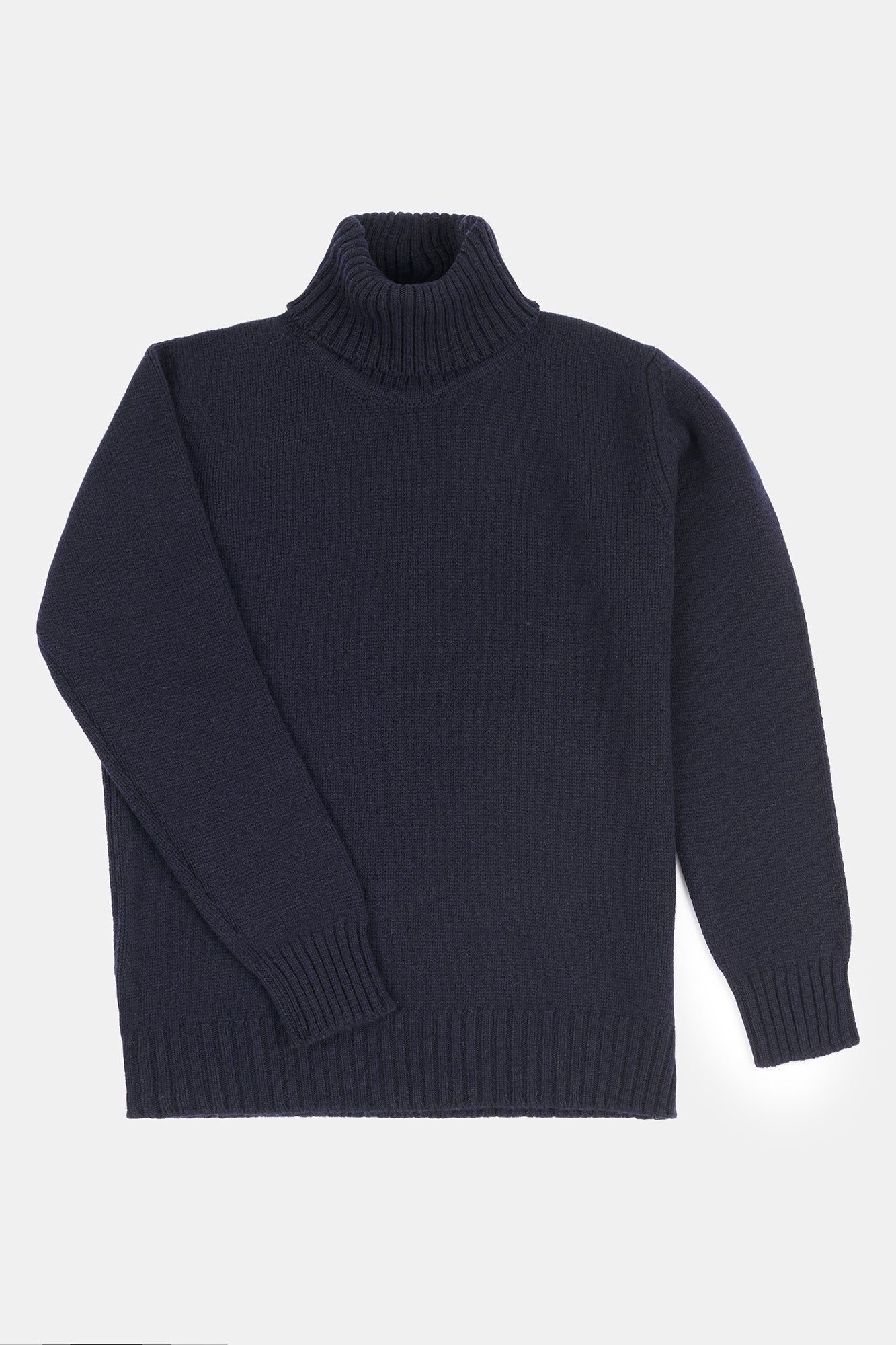 Flatlay product image of women's lambswool roll neck in navy