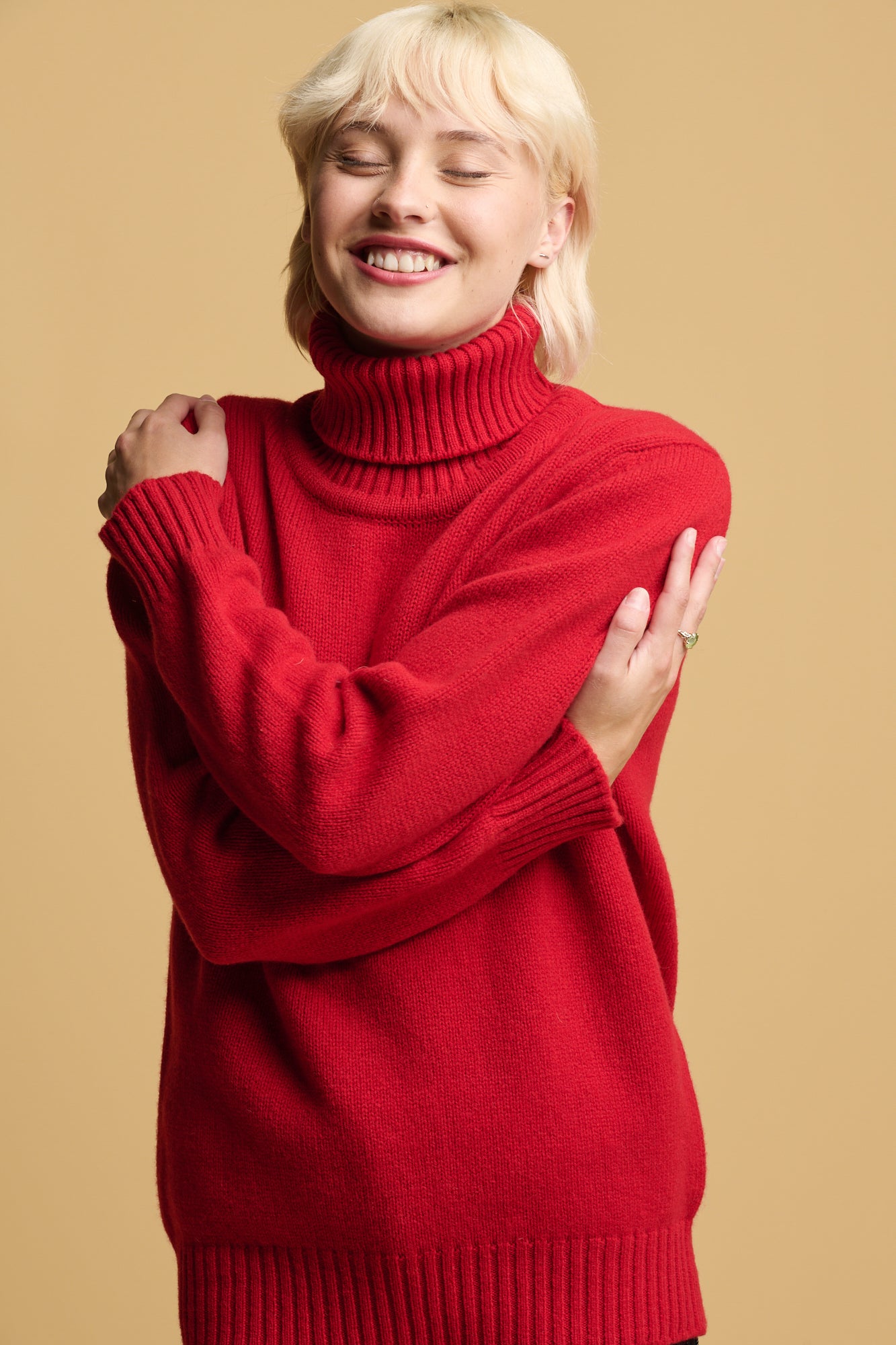 Women's Lambswool Roll Neck Red Community Clothing