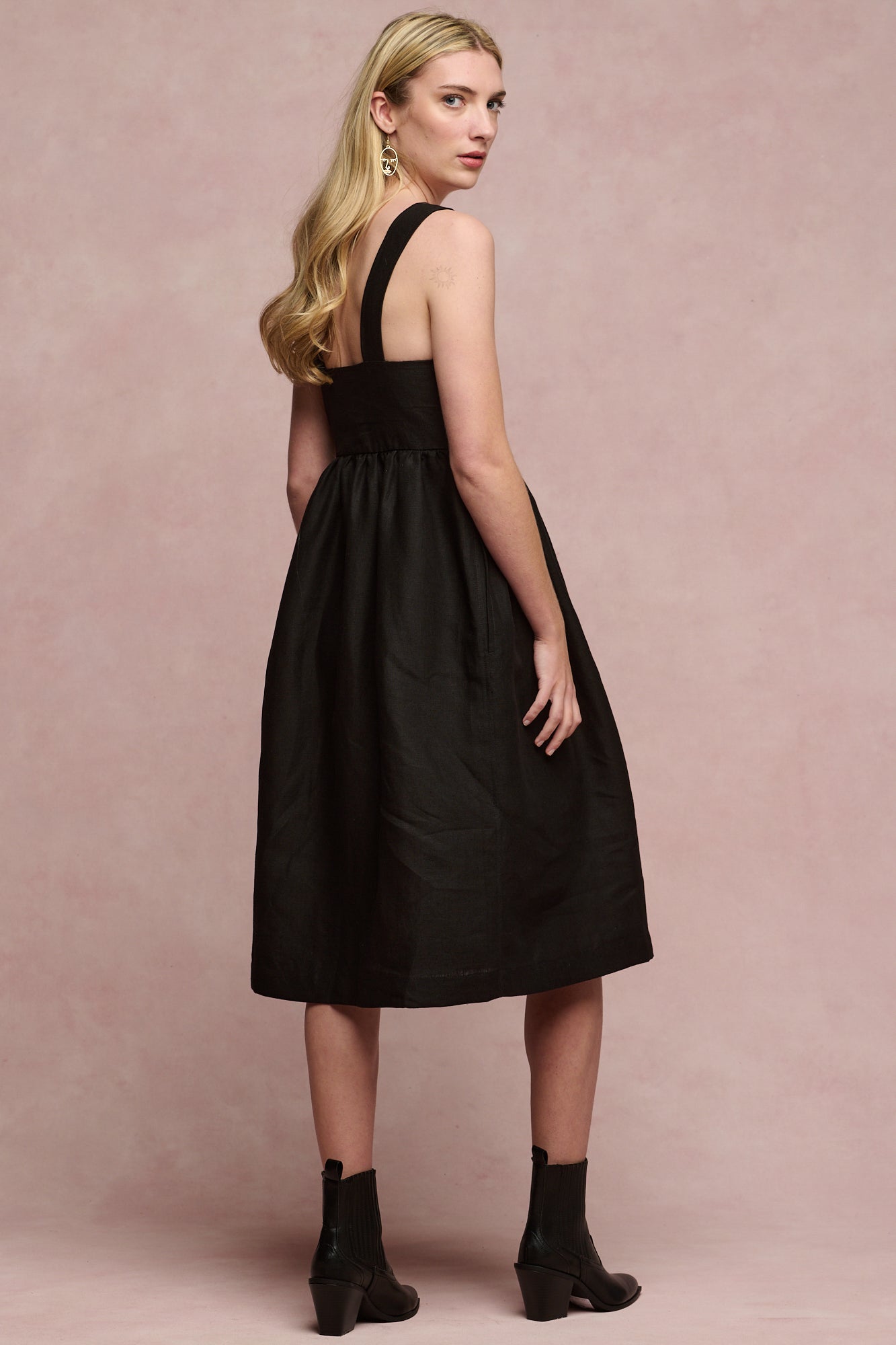 Women's Linen Sun Dress - Black - Community Clothing Women's Linen Sun Dress - Black - Community Clothing
