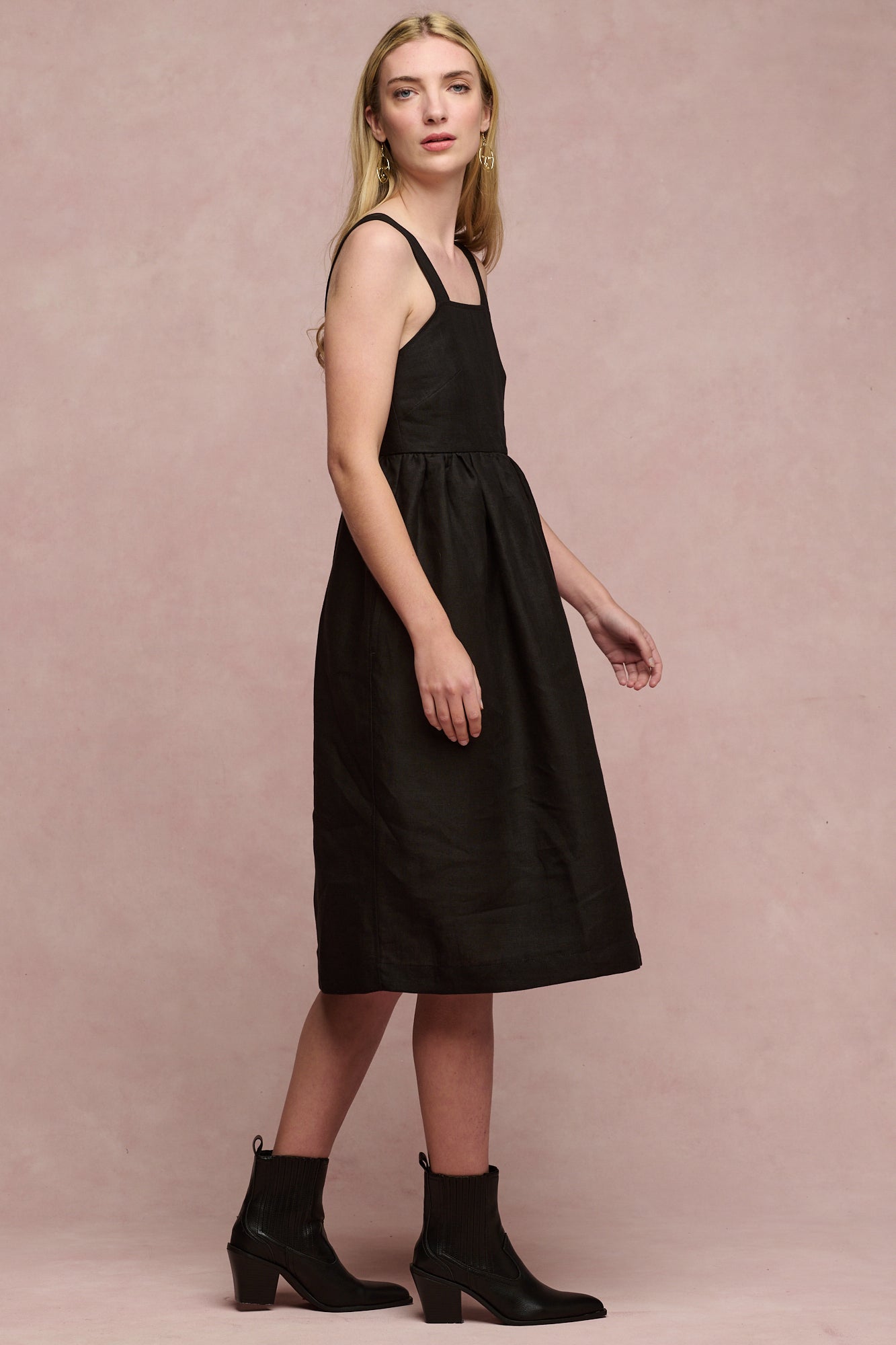 Women's Linen Sun Dress - Black
