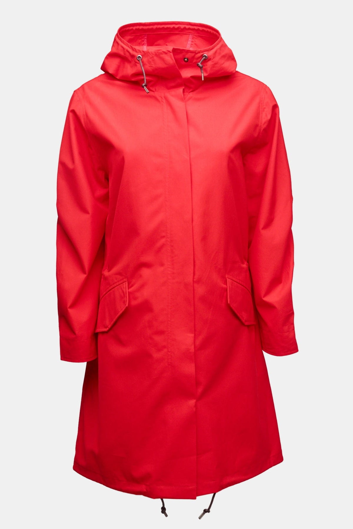 
            womens red long parka on mannequin