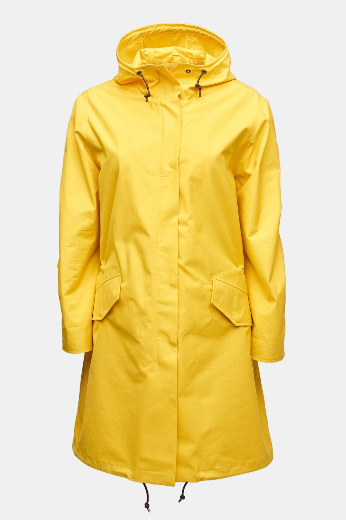 Women's yellow long parka on a mannequin