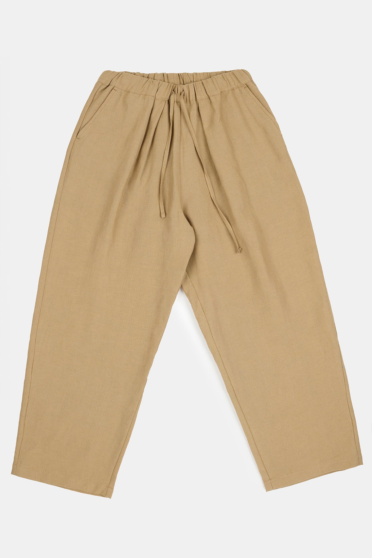 Flatlay product image of Lorna elasticated waist linen trousers in truffle